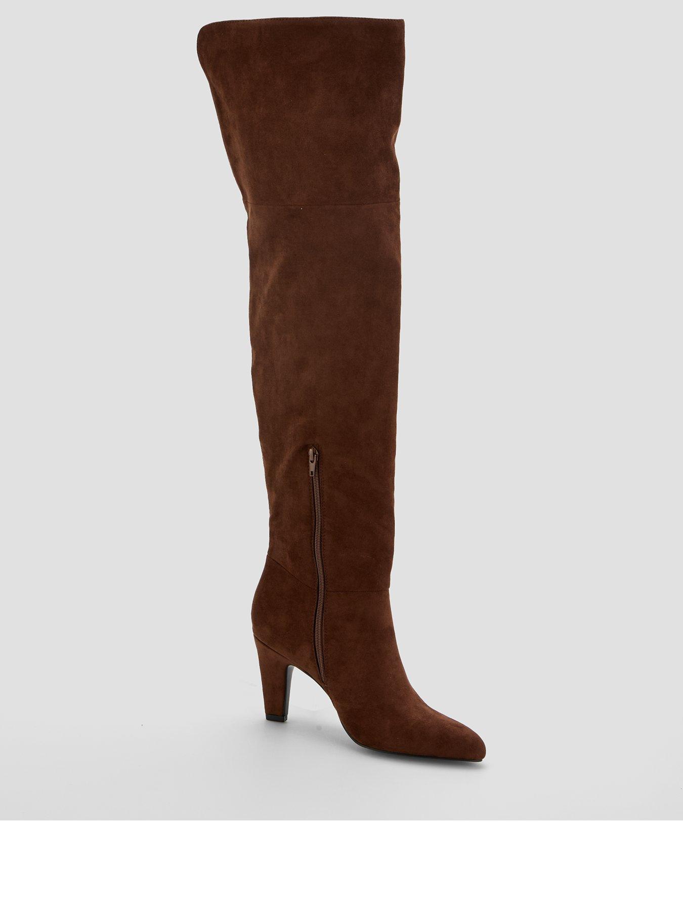 Image 3 of 7 of The Very Collection Over Knee Heeled Boot - Brown