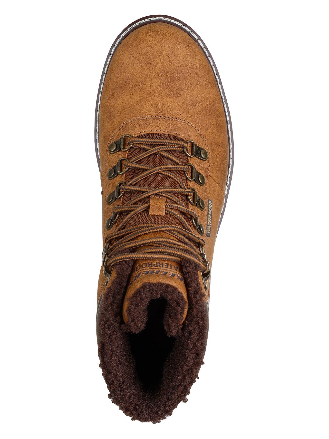 Image 3 of 5 of Skechers Corado Smooth Toe Lace Up Waterproof Boots with Faux Fur Lining - Brown