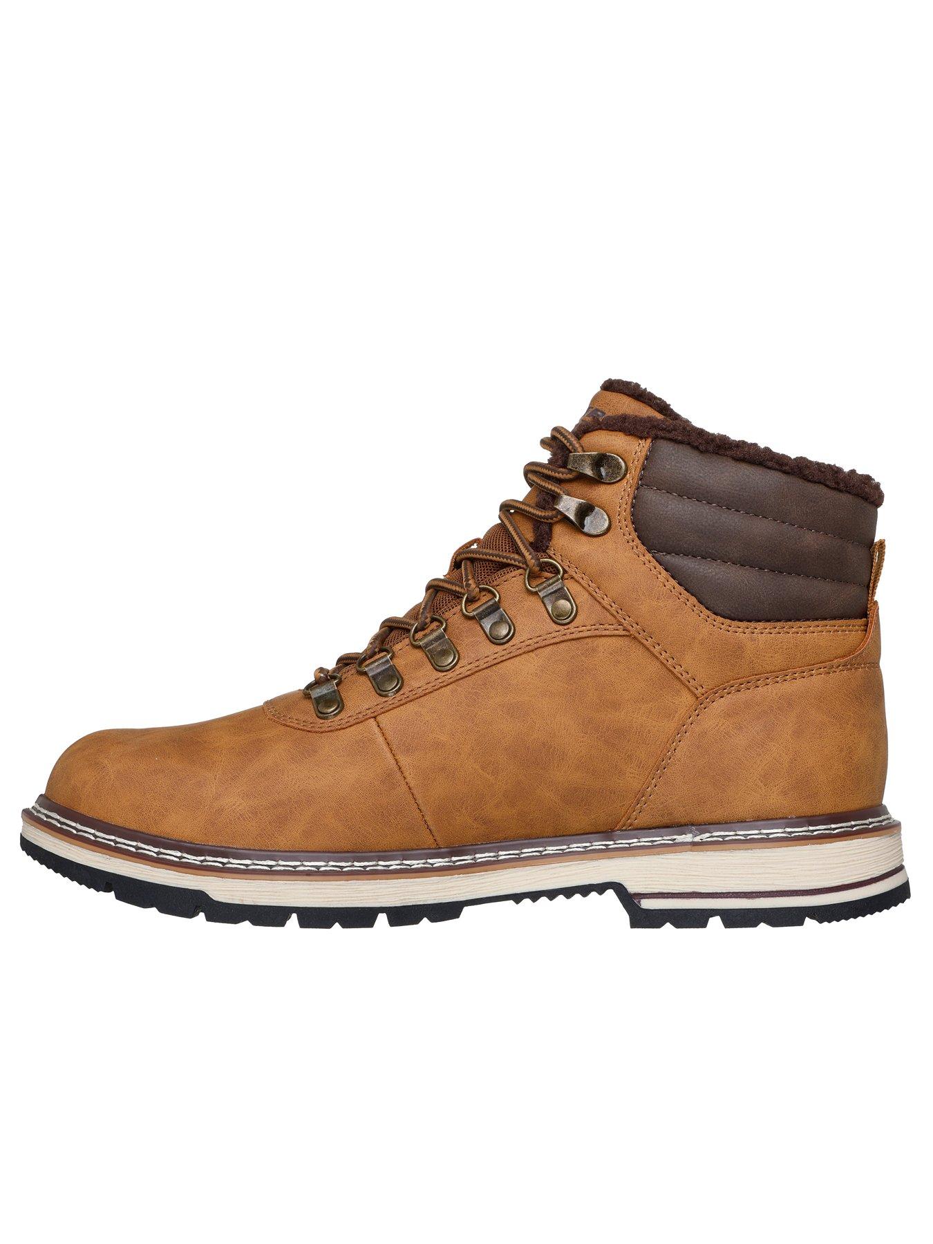 Image 5 of 5 of Skechers Corado Smooth Toe Lace Up Waterproof Boots with Faux Fur Lining - Brown
