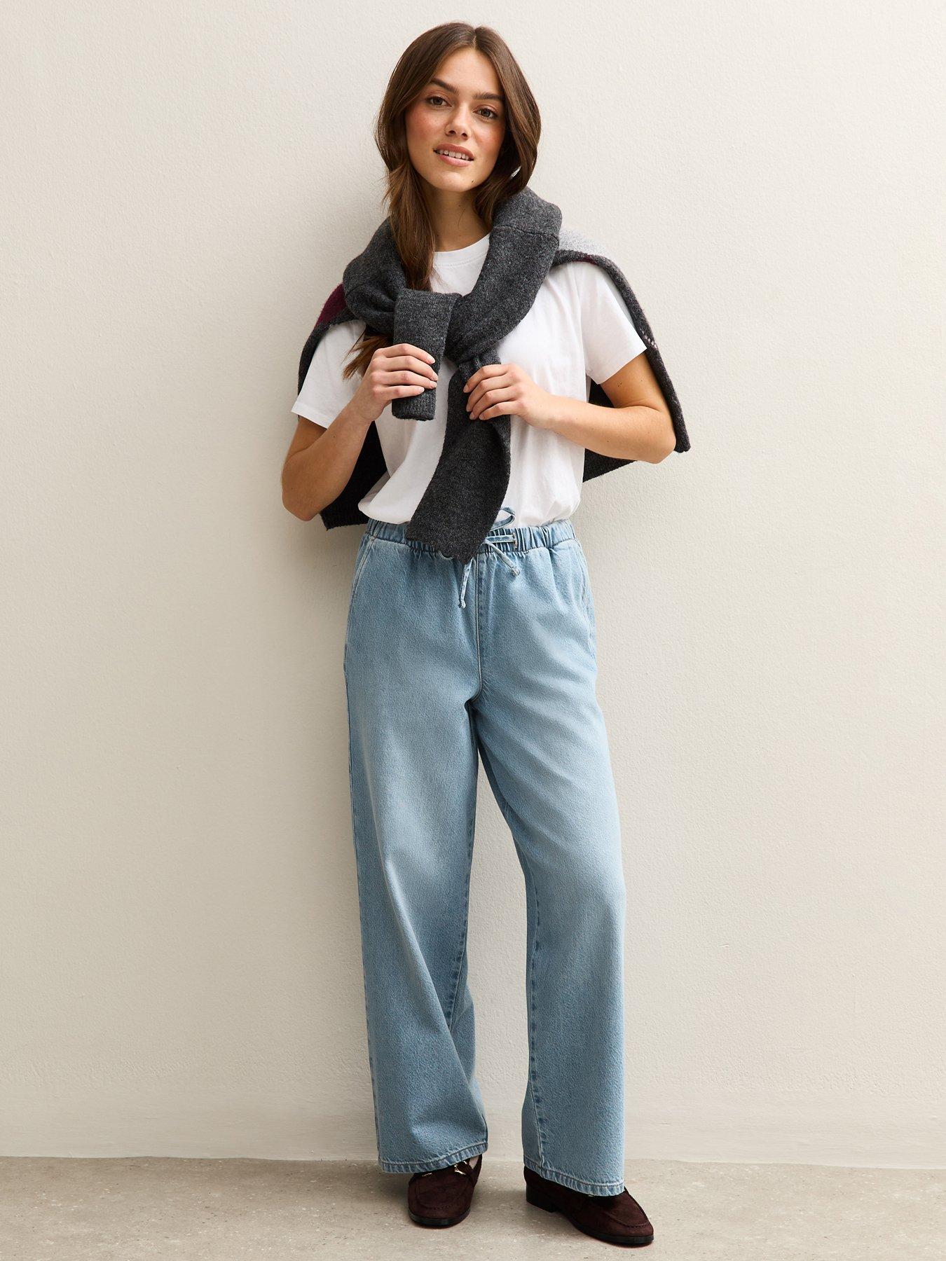  image of new-look-petite-pull-on-wide-leg-jeans-light-blue