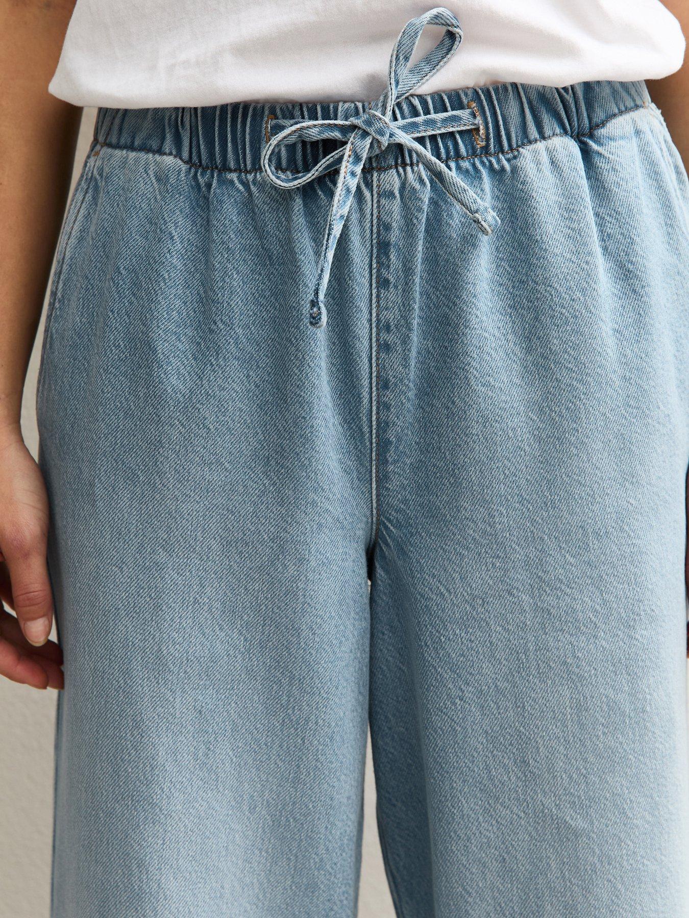  image of new-look-petite-pull-on-wide-leg-jeans-light-blue