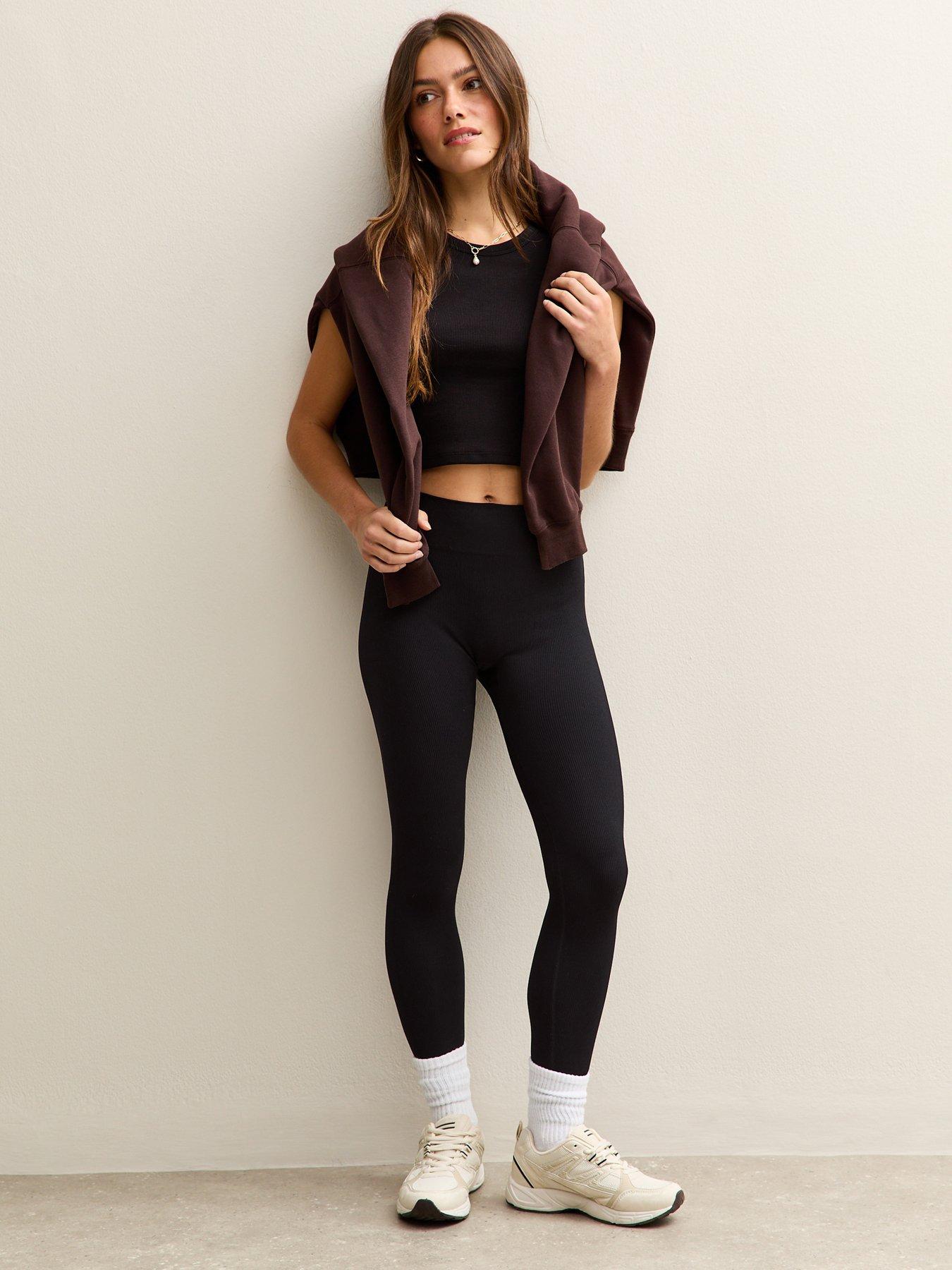 Image 3 of 7 of New Look Petite Seamless Leggings - Black