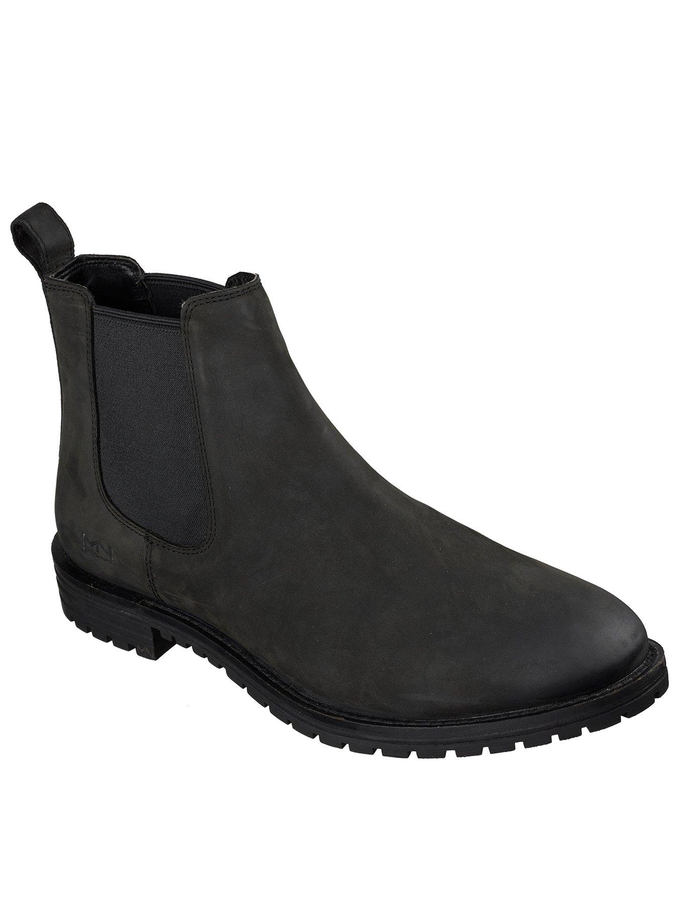 Image 1 of 2 of Skechers Men's The Bowery Chelsea Leather Boots with Elasticated Side Panels - Black