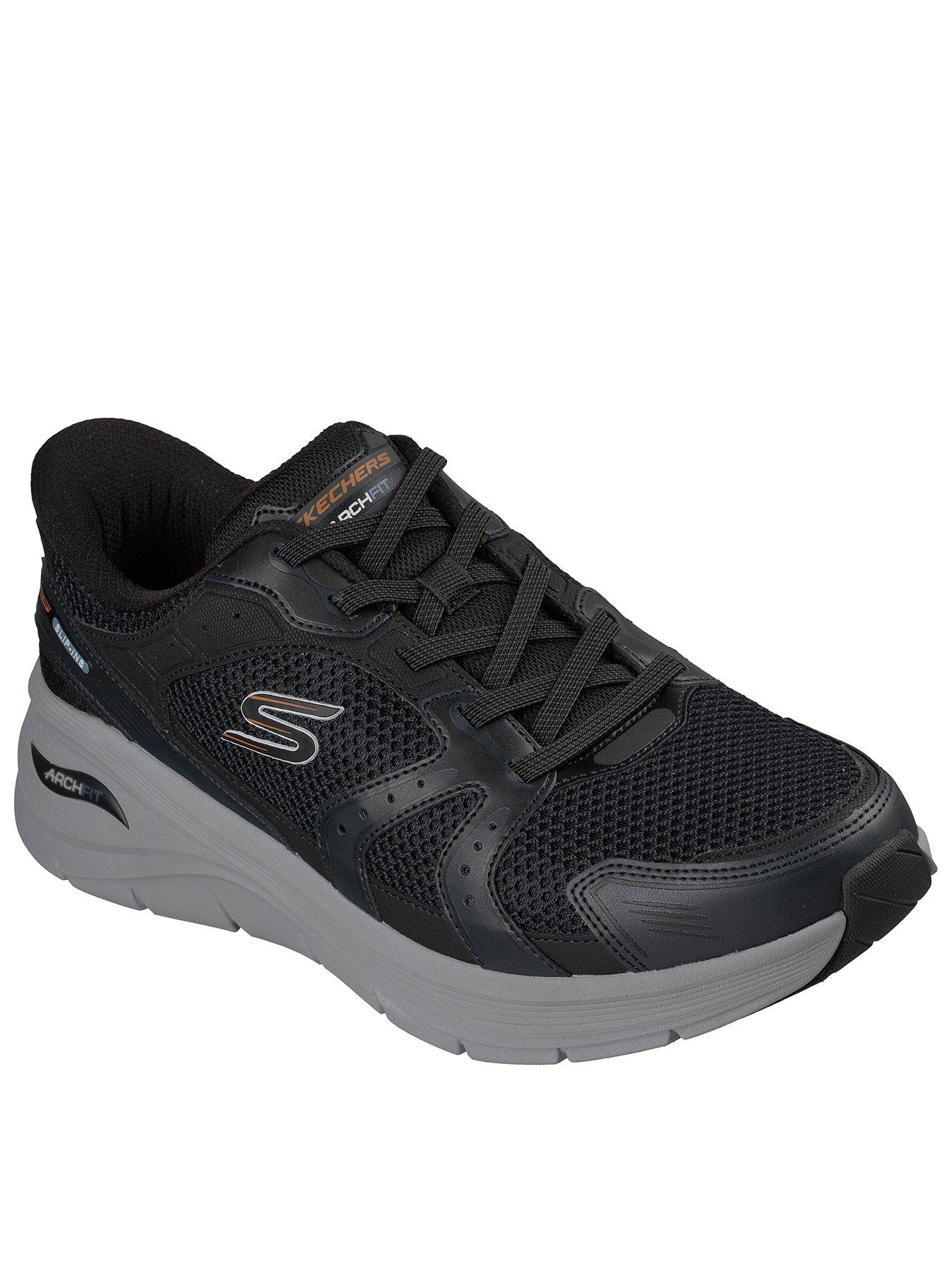 Image 1 of 6 of Skechers Arch Fit 30Slip-Ins Overlay Retro Walker Trainers - Black