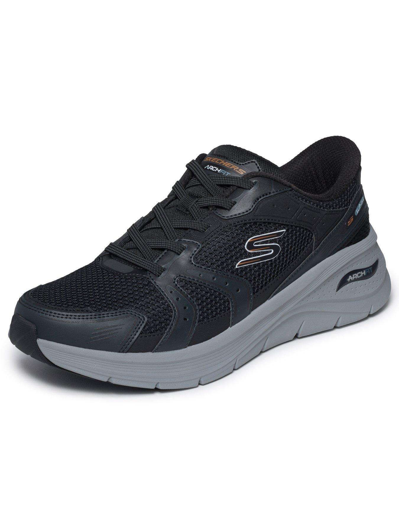 Image 6 of 6 of Skechers Arch Fit 30Slip-Ins Overlay Retro Walker Trainers - Black