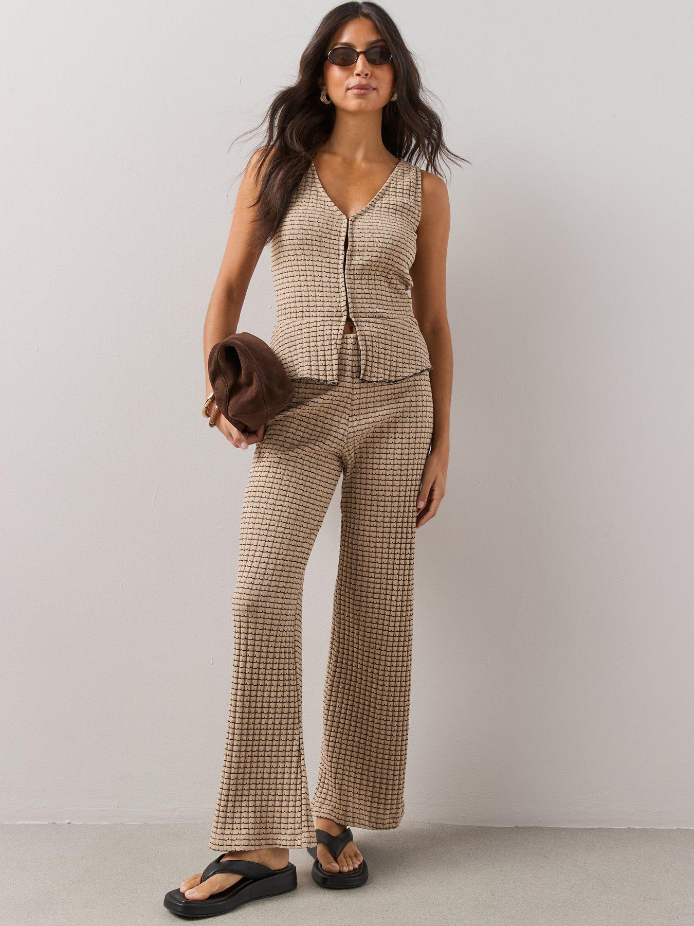 The Very Collection Textured Wide Leg Trousers - Multi