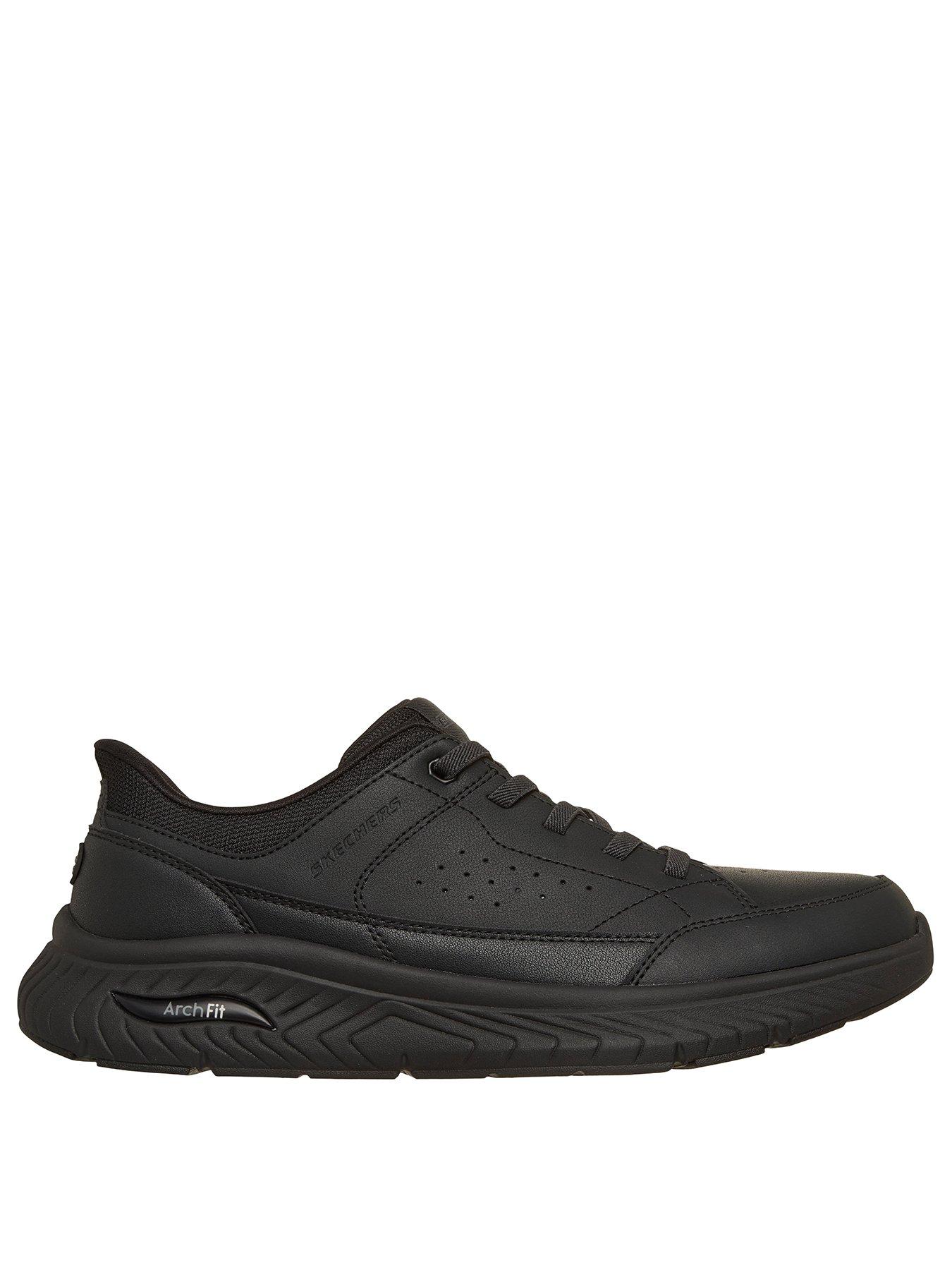 Image 2 of 6 of Skechers Arch Fit Crosser Leather Bungee Lace Slip-Ins With Heel Pull Tab - Black