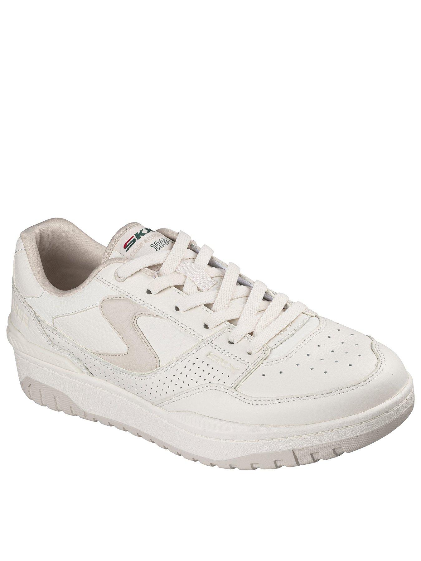Image 1 of 6 of Skechers Tumbled Leather Lace Up Sneakers - Off White