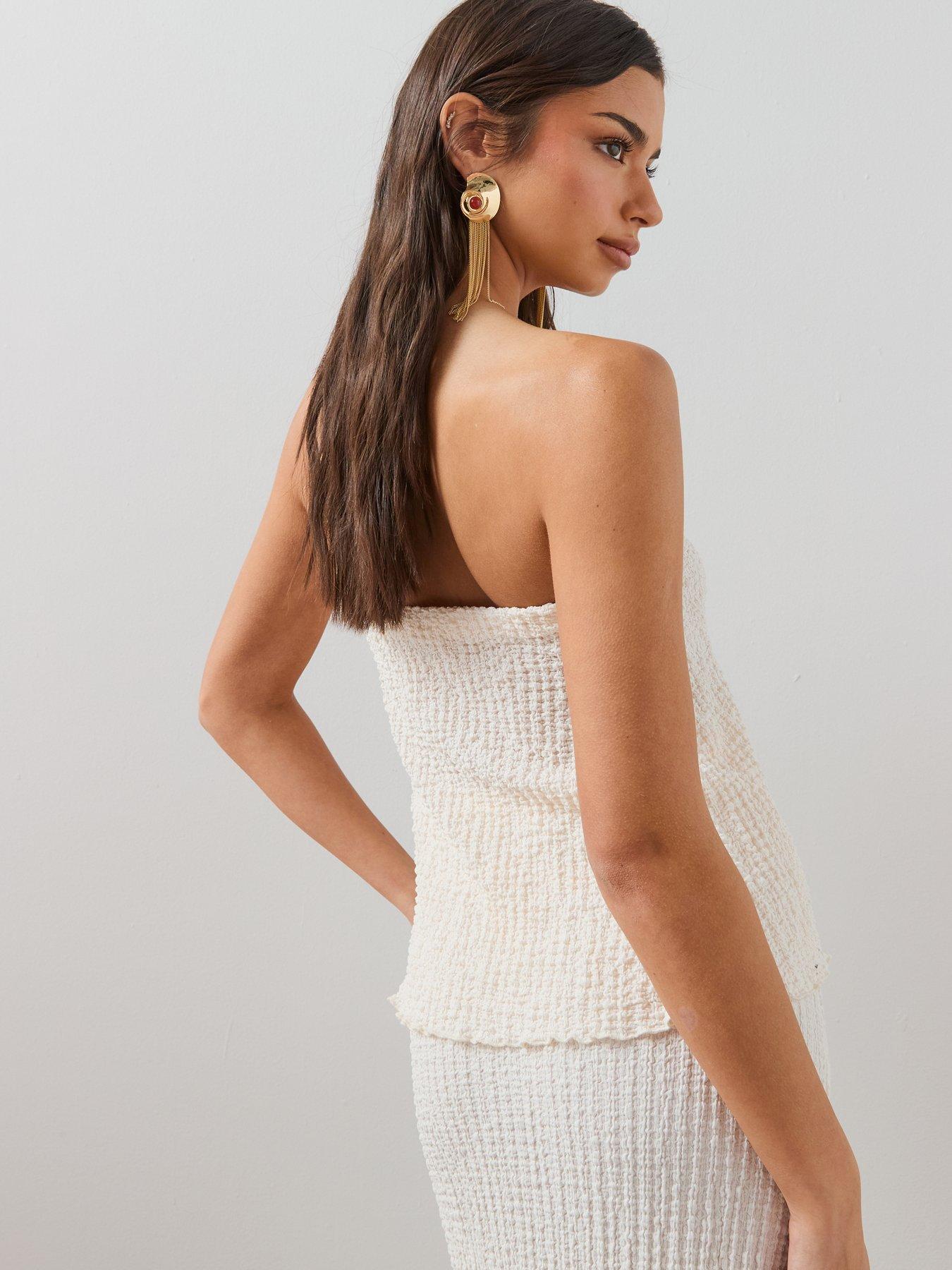  image of the-very-collection-bandeau-textured-top-cream