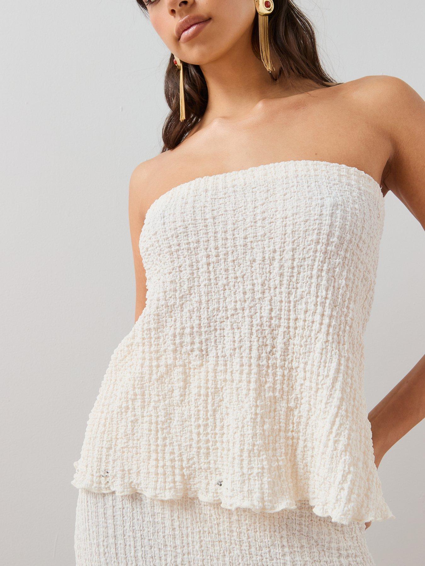  image of the-very-collection-bandeau-textured-top-cream