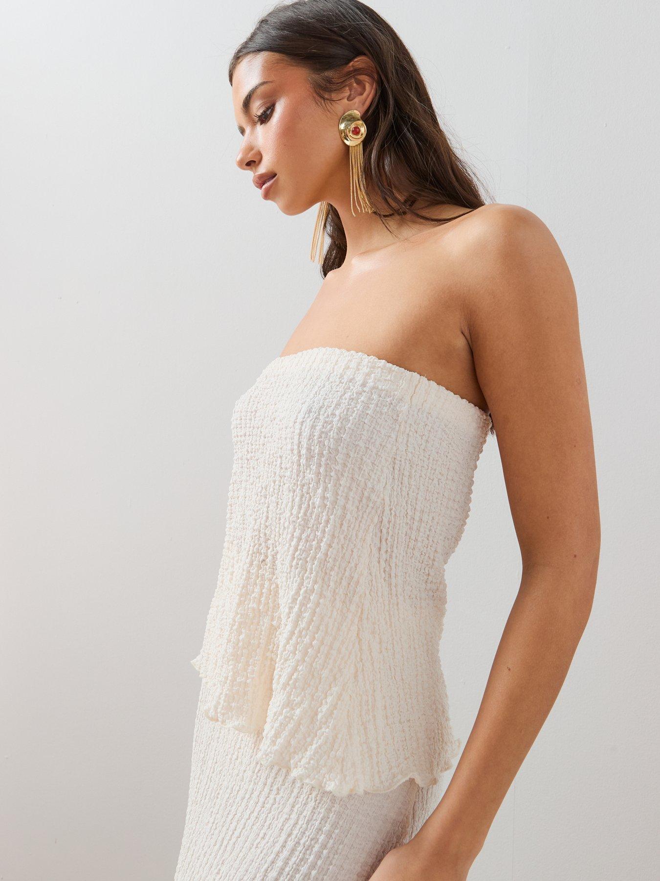  image of the-very-collection-bandeau-textured-top-cream
