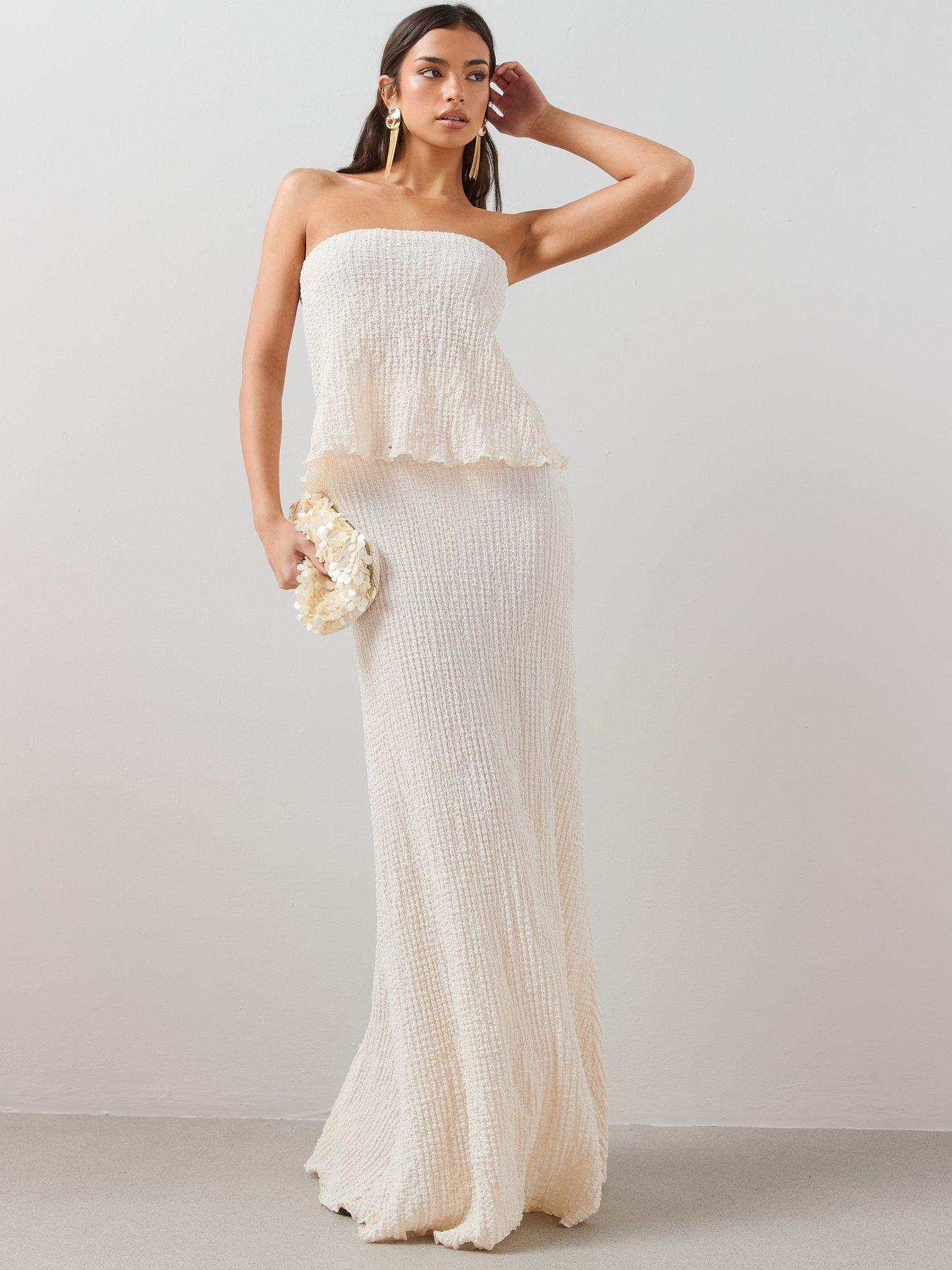 front image of the-very-collection-textured-maxi-skirt-neutral