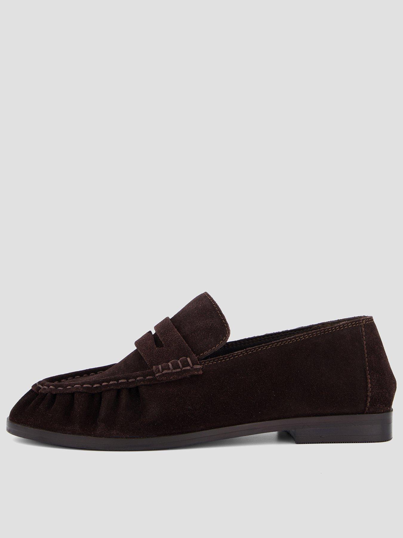 Image 1 of 7 of The Very Collection Wide Fit Leather Penny Loafer - Chocolate