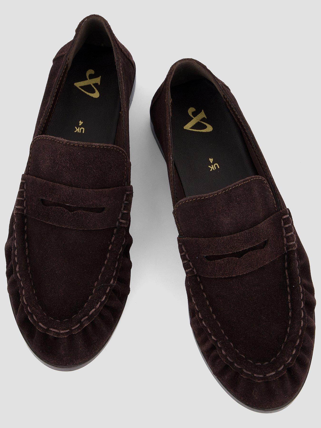 Image 3 of 7 of The Very Collection Wide Fit Leather Penny Loafer - Chocolate