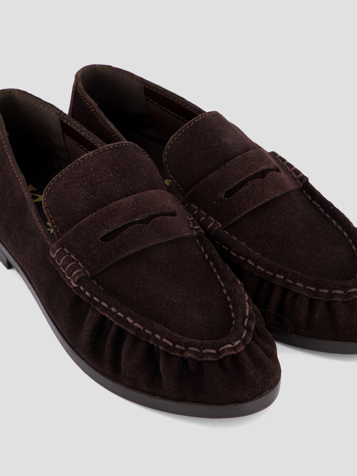 Image 5 of 7 of The Very Collection Wide Fit Leather Penny Loafer - Chocolate