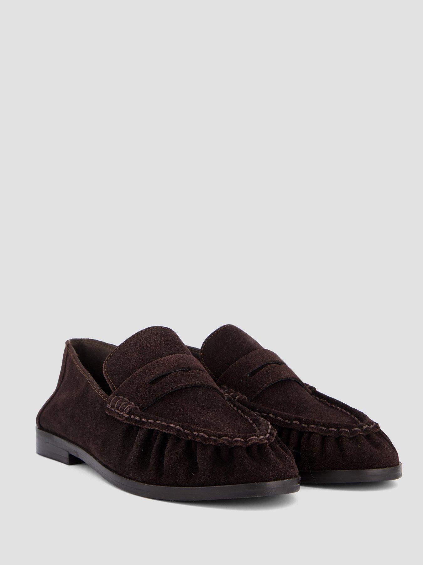 Image 6 of 7 of The Very Collection Wide Fit Leather Penny Loafer - Chocolate