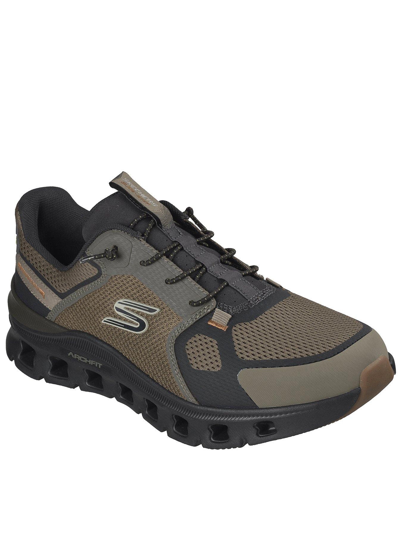 Skechers Arch Fit Glide-Step Proarch Fit Bungee Lace Mesh Slip On Trainers- Green