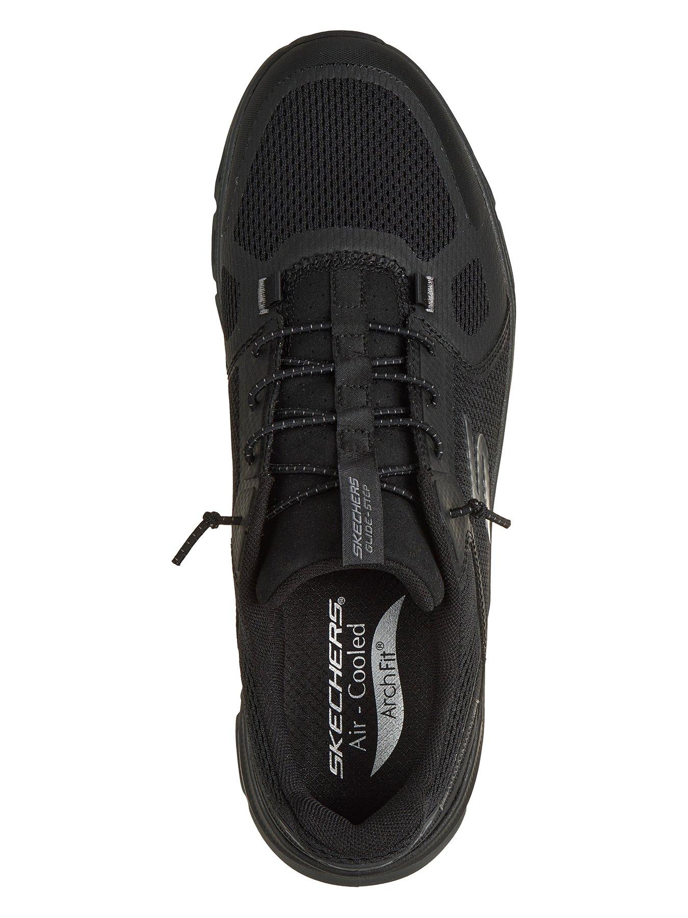 Image 3 of 6 of Skechers Mens Arch Fit Glide-Step Proarch Fit Bungee Lace Mesh Slip On Trainers- Black