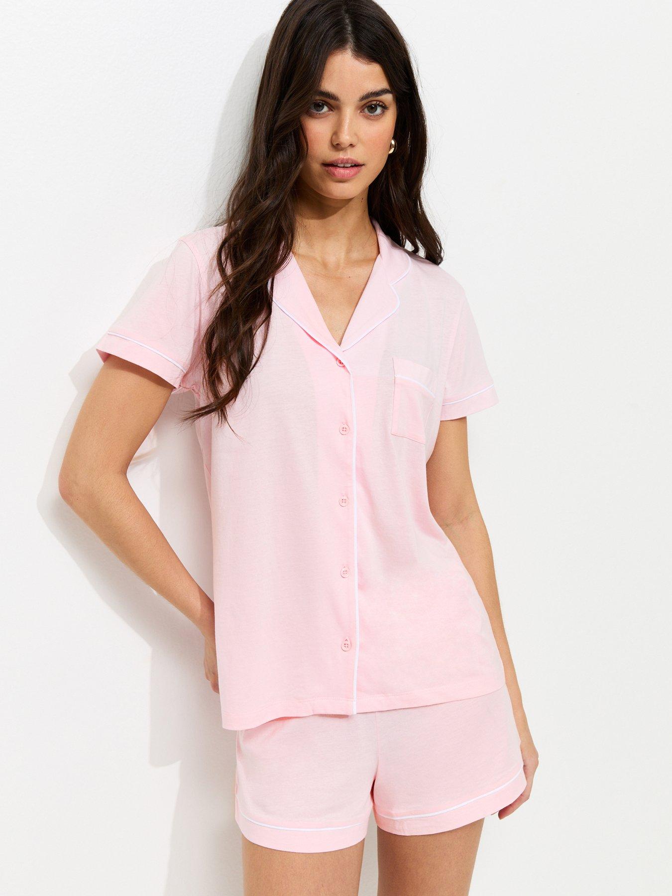 New Look Revere Collar Short Sleeve Top And Shorts Pyjama Set - Light Pink