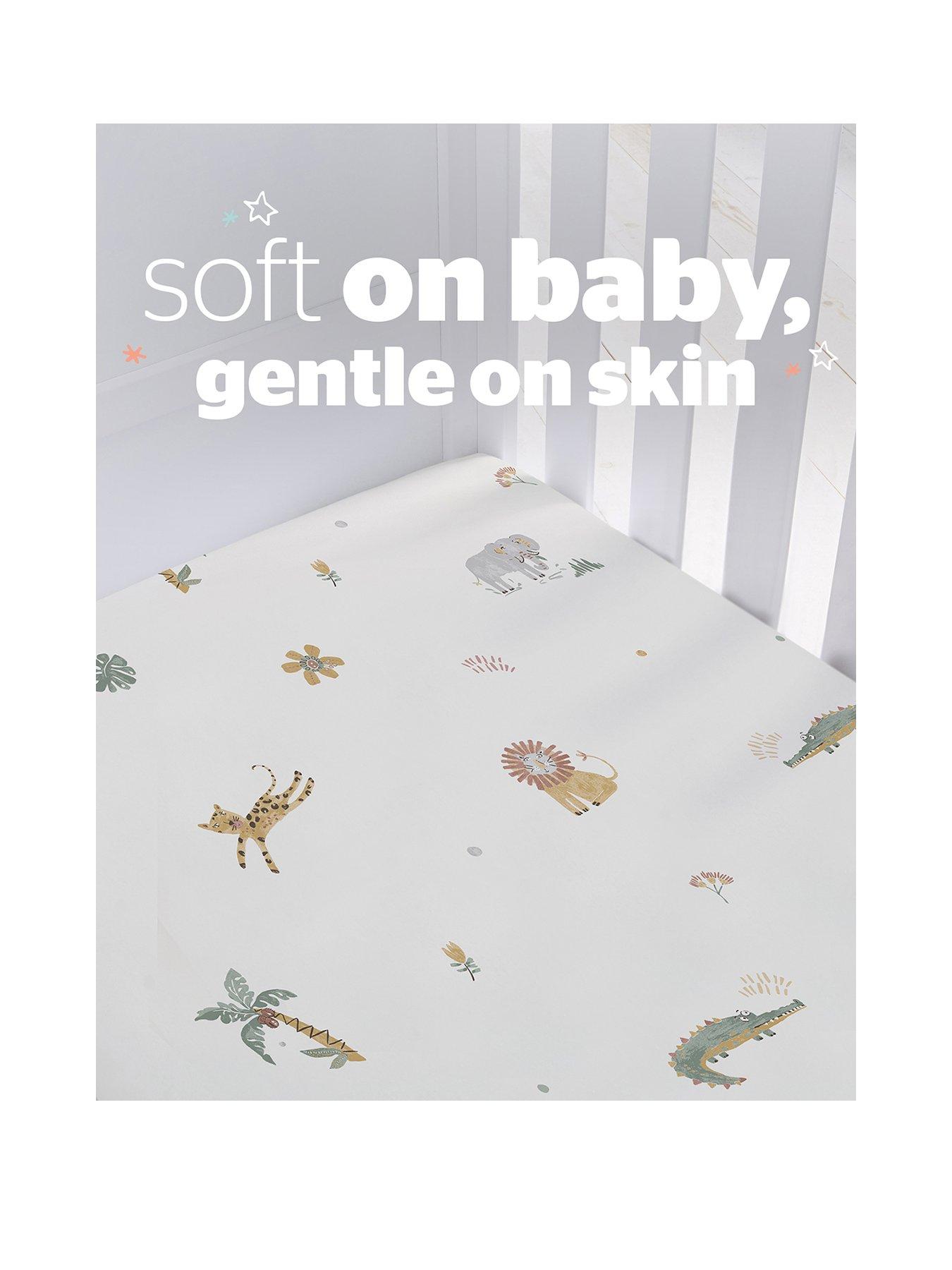 stillFront image of silentnight-safe-nights-fitted-sheet-cot-safari-2-pack
