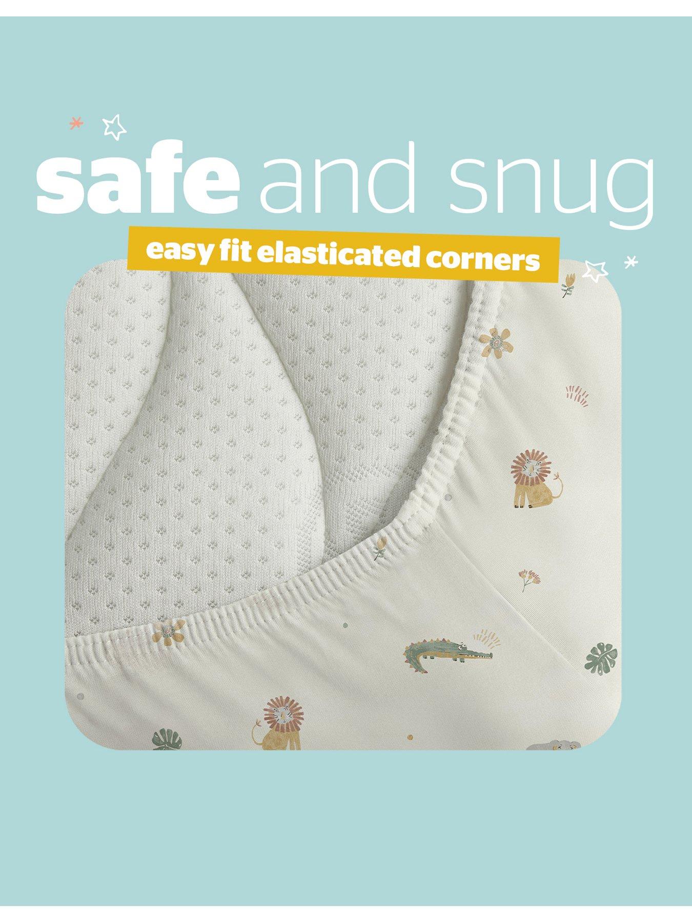  image of silentnight-safe-nights-fitted-sheet-cot-safari-2-pack