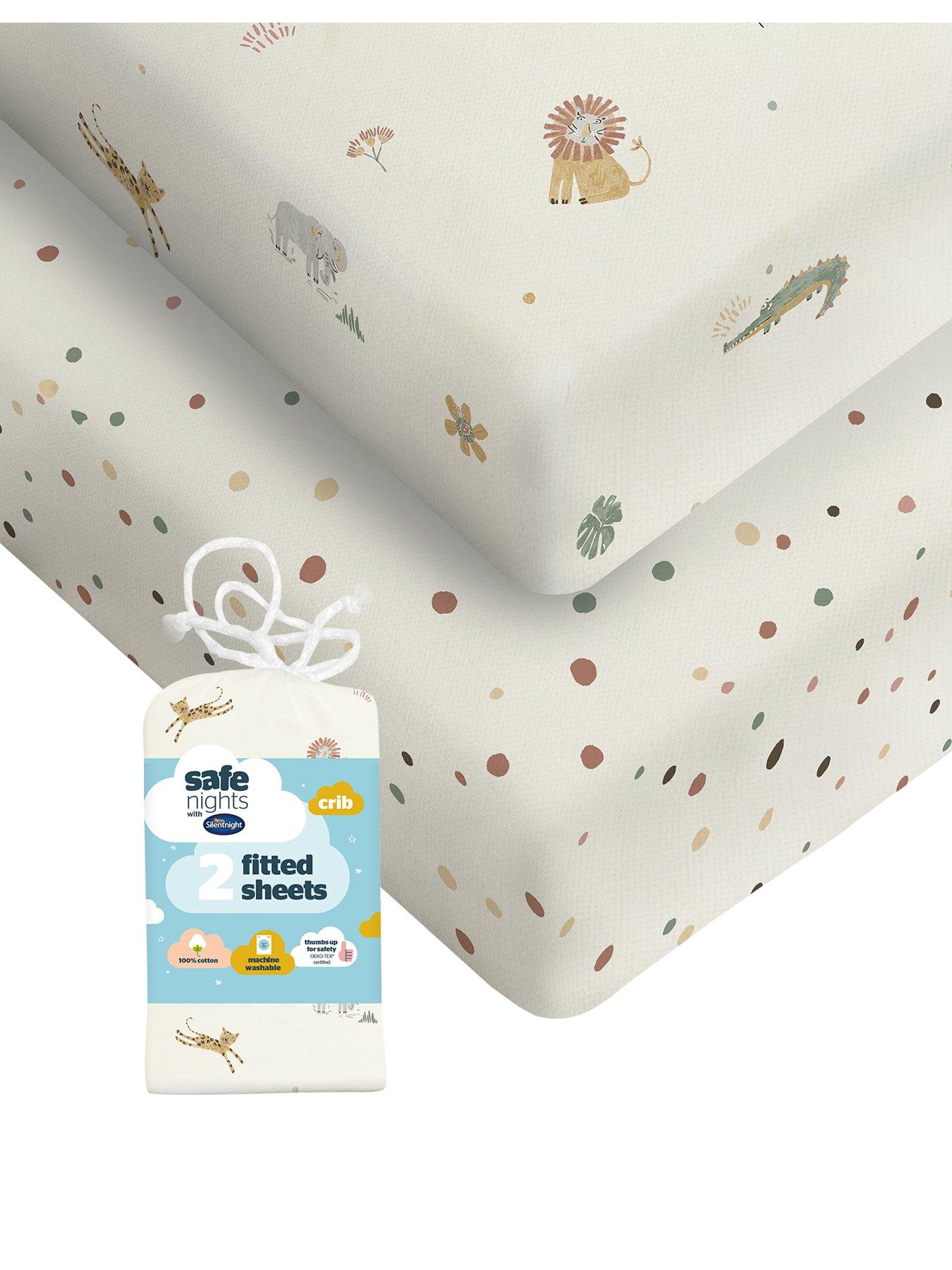 Image 1 of 7 of Silentnight Safe Nights Fitted Sheet - Crib - Safari - 2 Pack