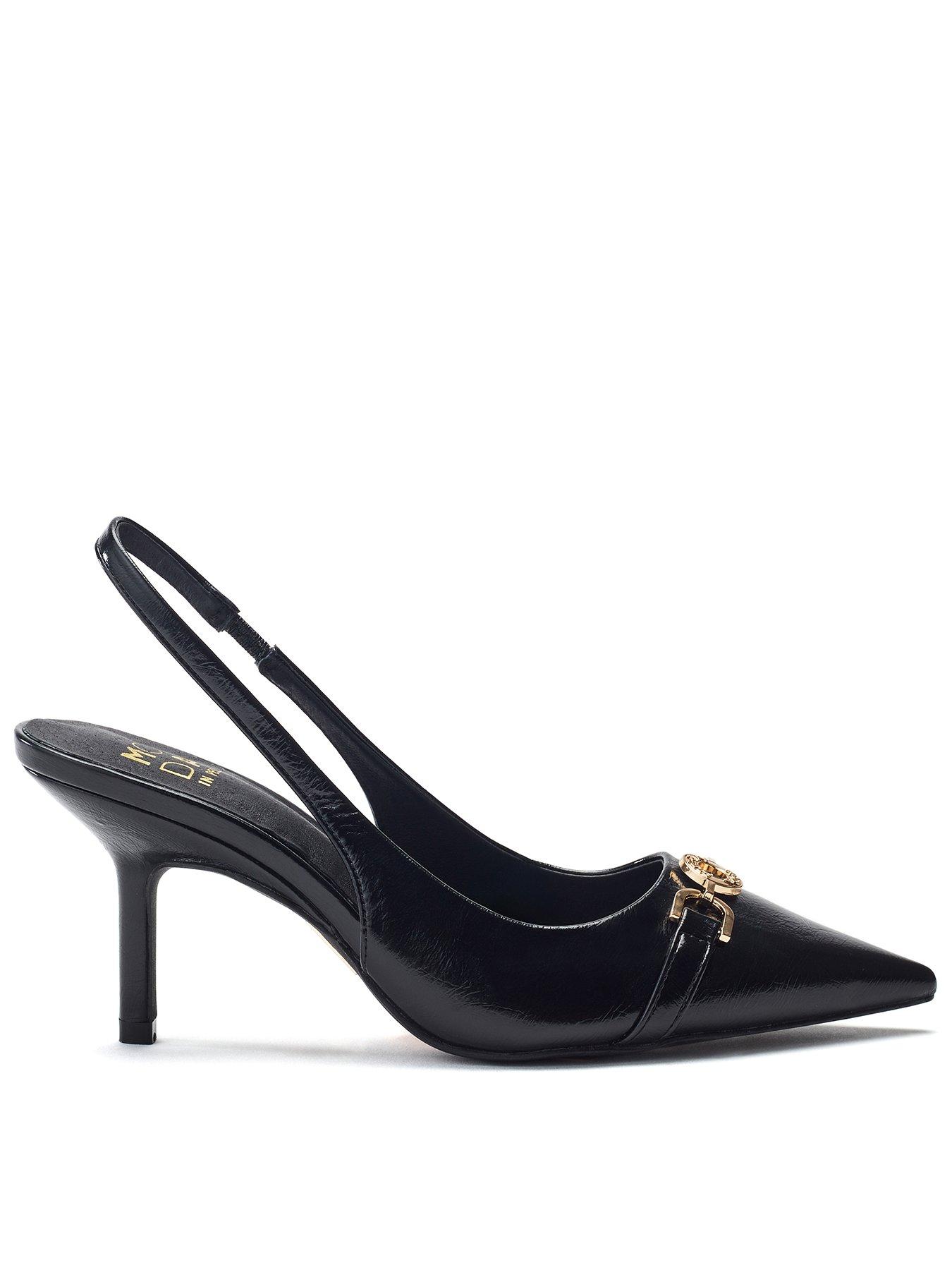 Moda In Pelle Ginen Black Patent Sling Back Court With Polo Trim