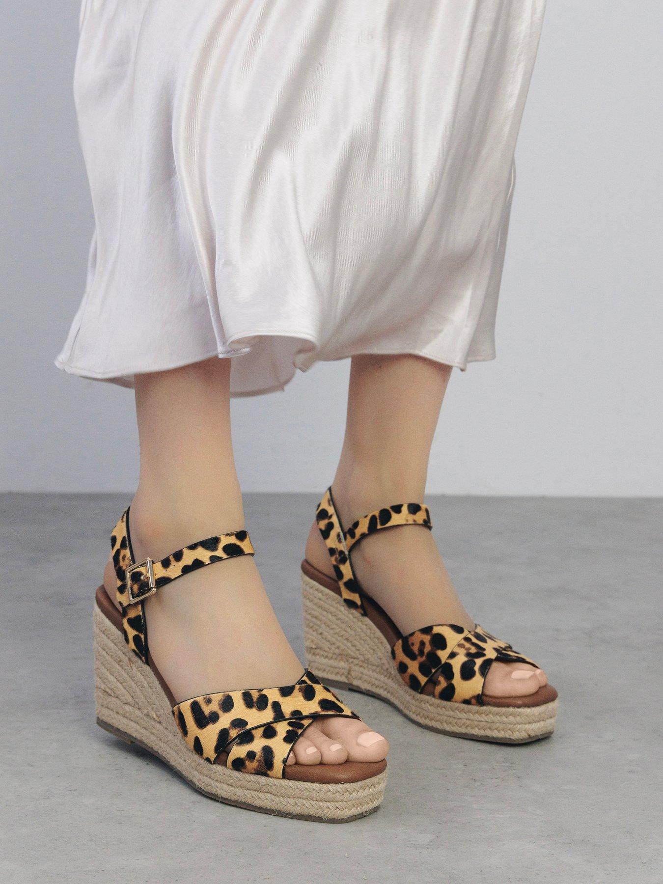Moda In Pelle Jasminium Leopard Pony Hair Cross Over Jute Wedge