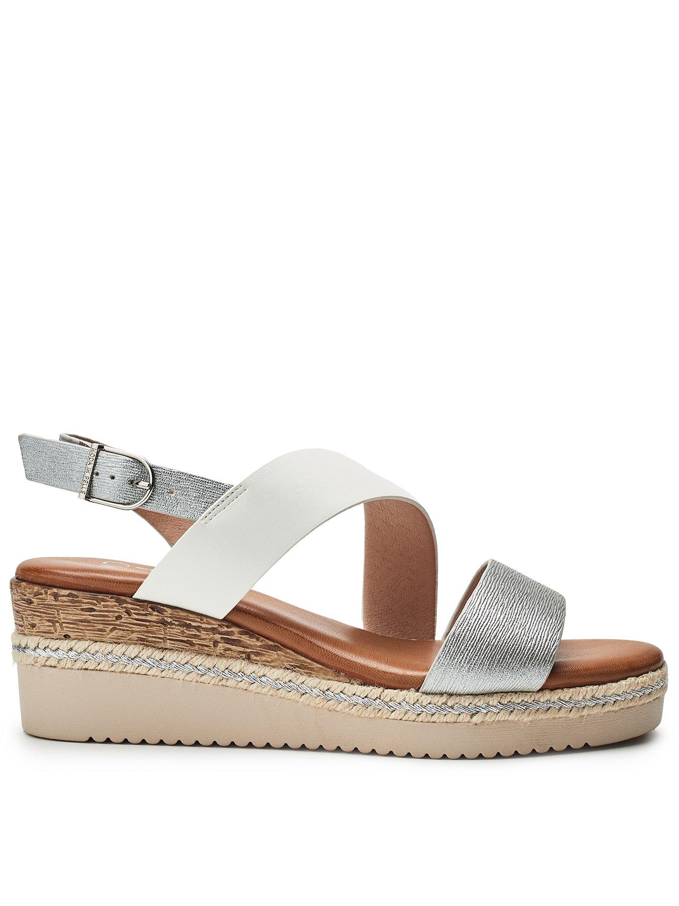 Image 2 of 5 of Moda In Pelle Joani Off White Porvair Cross Strap Upper Sling Back Sandal