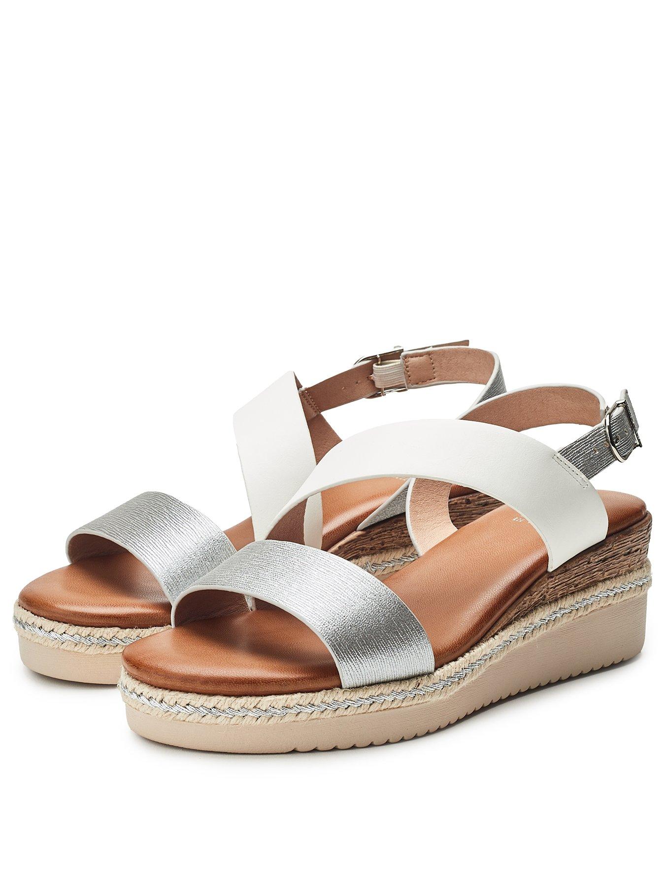 Image 3 of 5 of Moda In Pelle Joani Off White Porvair Cross Strap Upper Sling Back Sandal