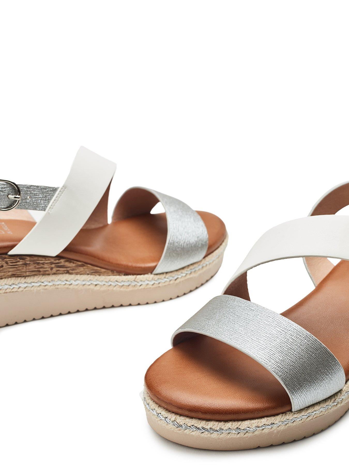 Image 5 of 5 of Moda In Pelle Joani Off White Porvair Cross Strap Upper Sling Back Sandal