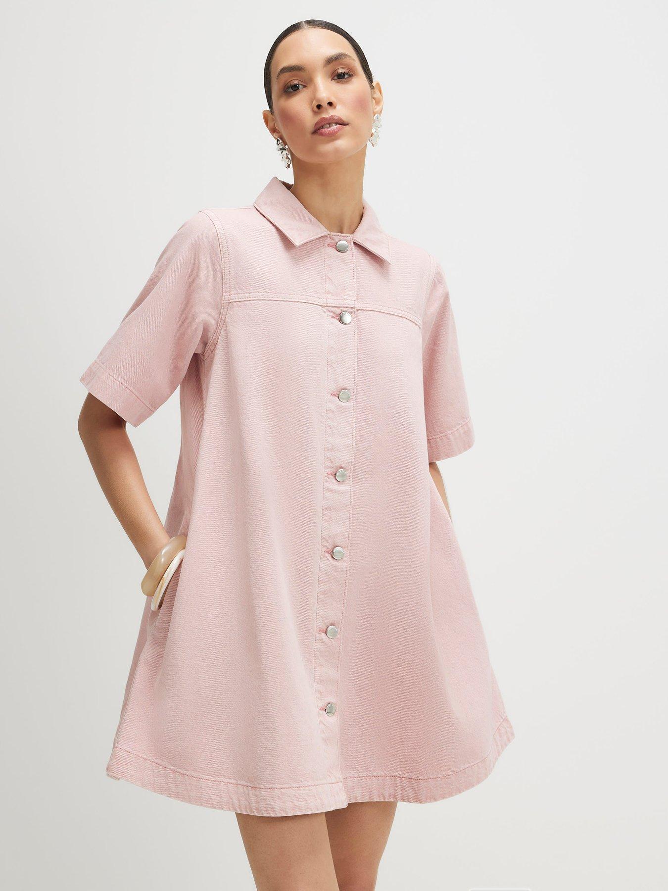 River Island Solero Button Through Dress - Pink