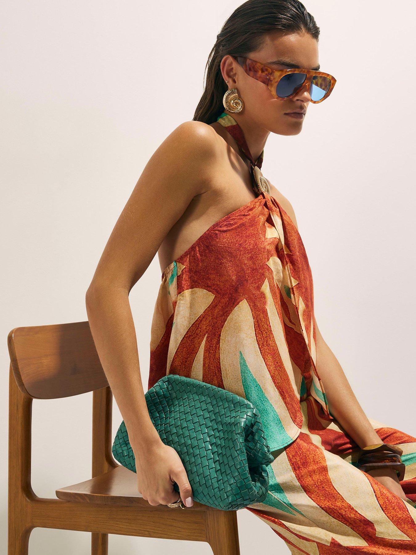  image of river-island-swirl-print-halter-brown