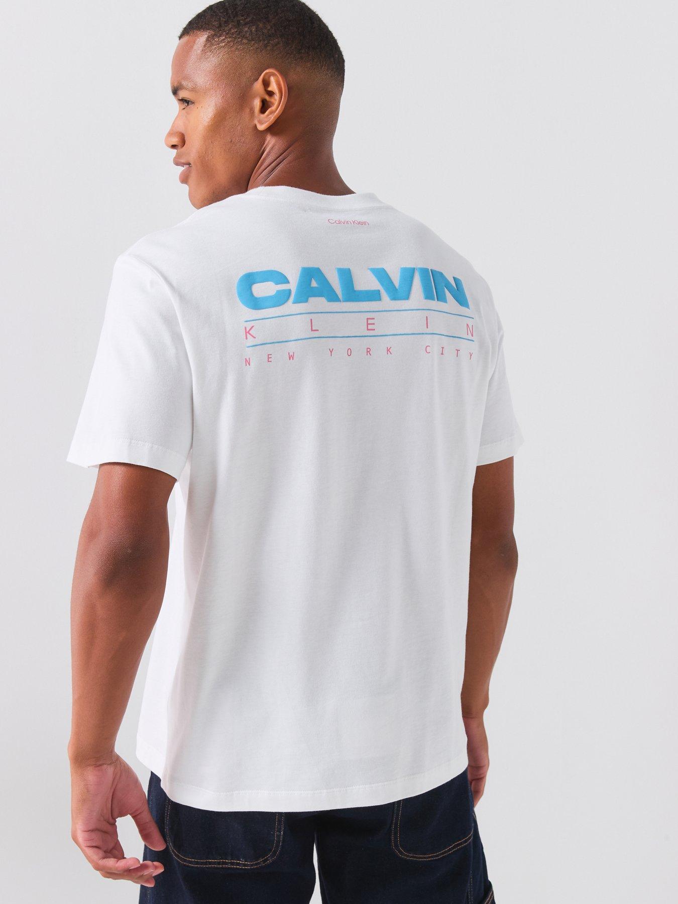 Image 2 of 6 of Calvin Klein Jeans Relaxed Back Logo T-Shirt - White