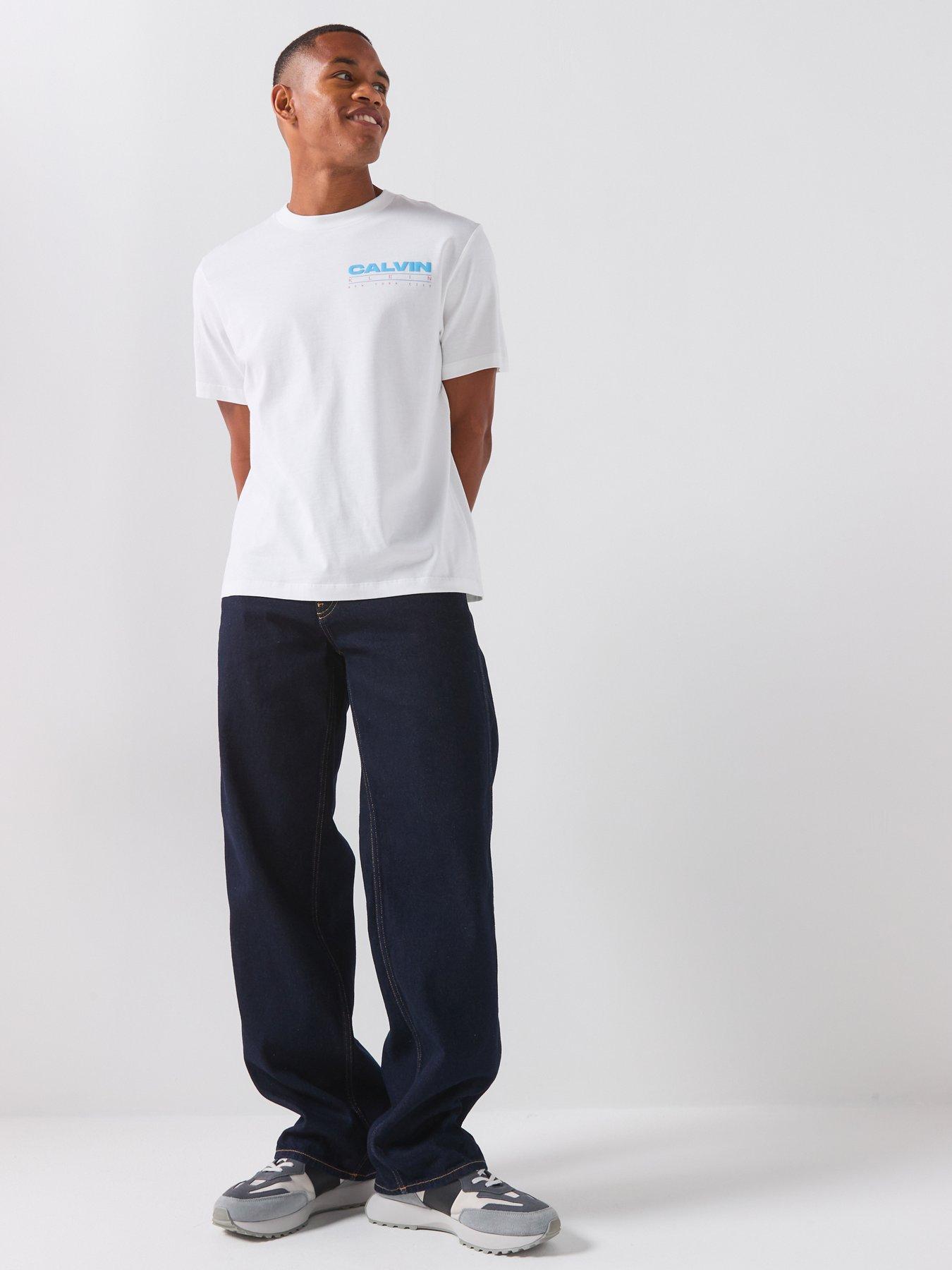 Image 3 of 6 of Calvin Klein Jeans Relaxed Back Logo T-Shirt - White