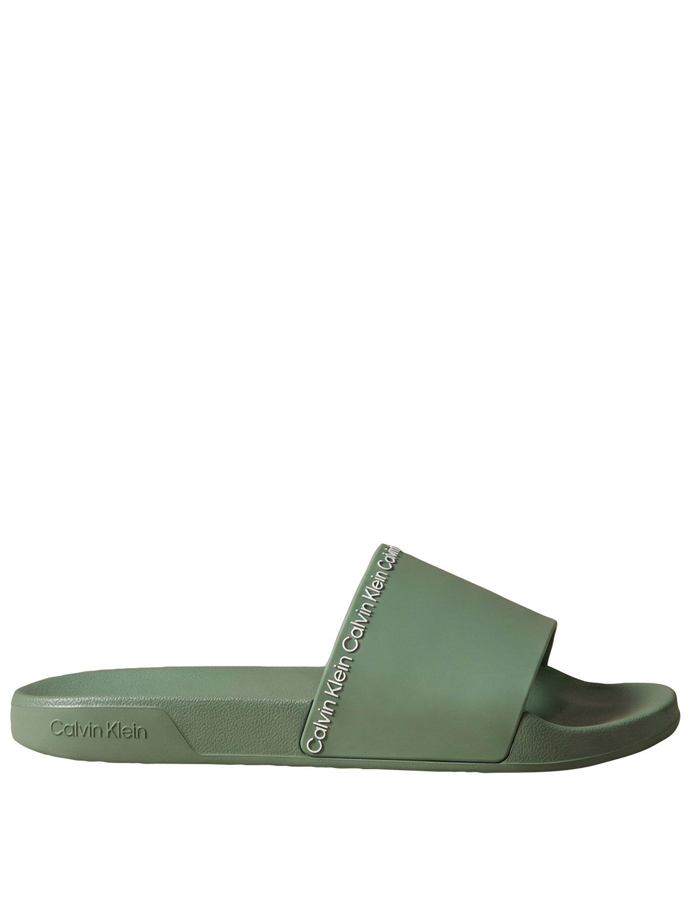 Image 1 of 5 of Calvin Klein Institutional Logo Sliders - Green