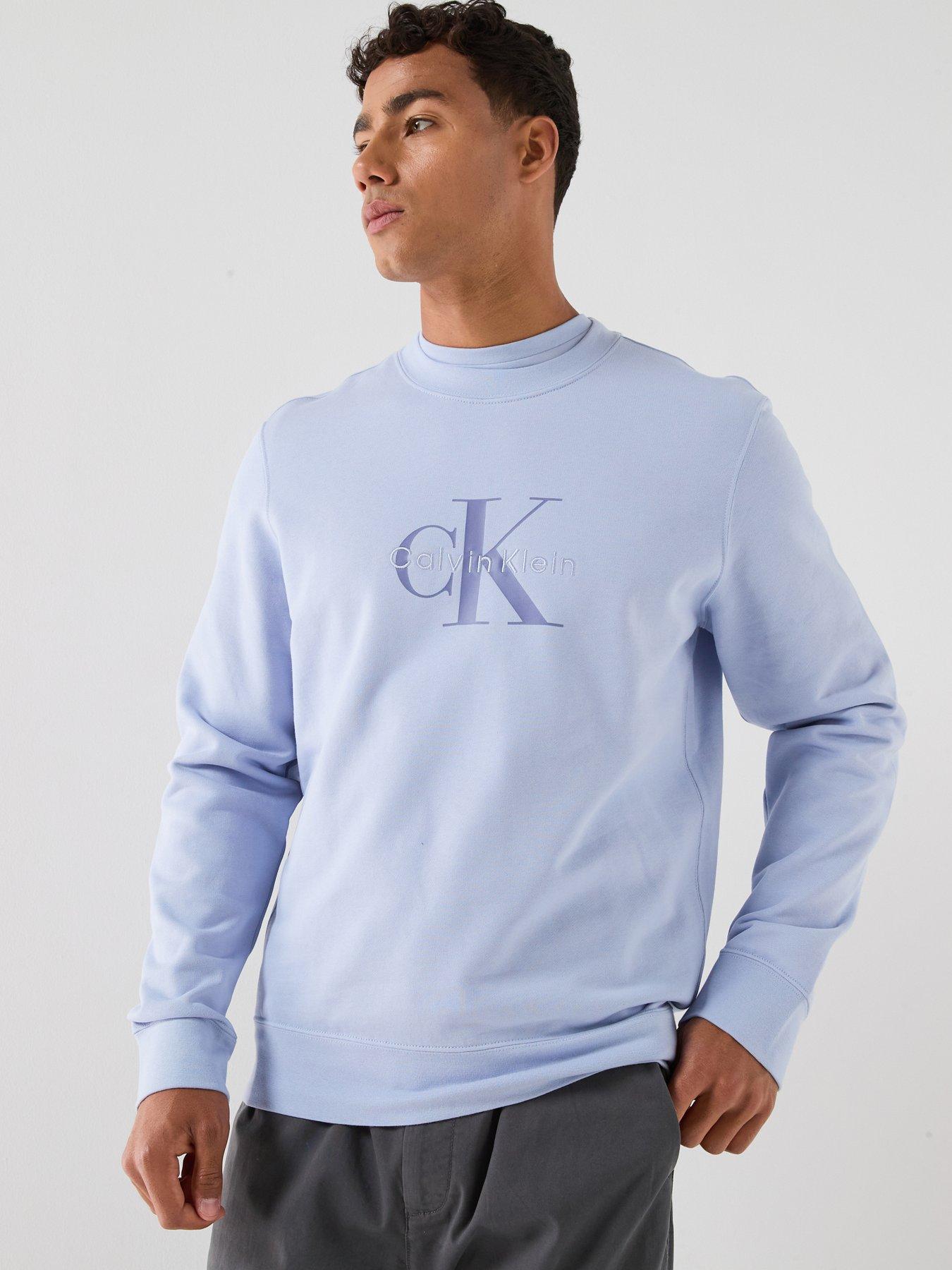 Image 1 of 5 of Calvin Klein Jeans Terry Monologo Sweatshirt - Light Blue