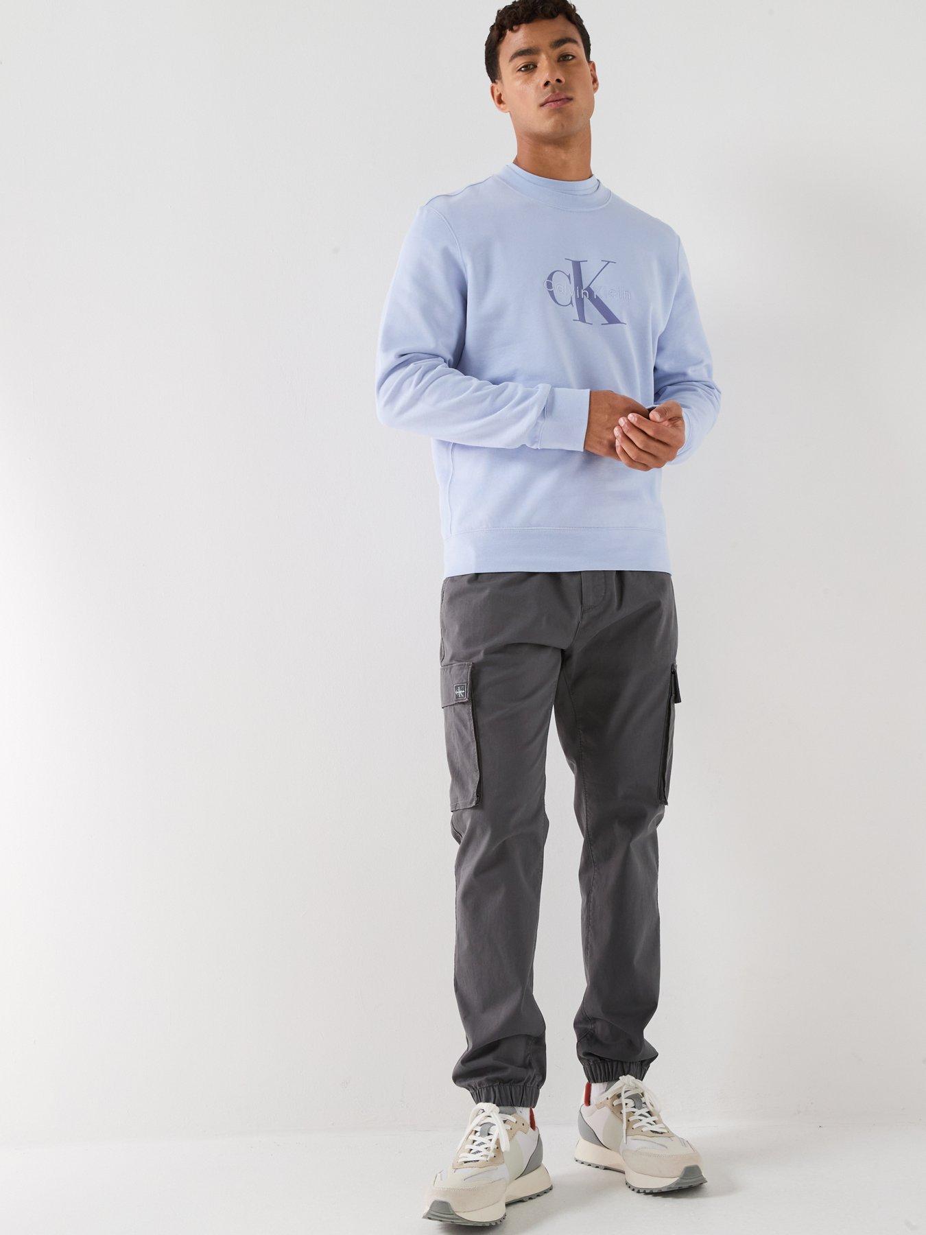 Image 3 of 5 of Calvin Klein Jeans Terry Monologo Sweatshirt - Light Blue