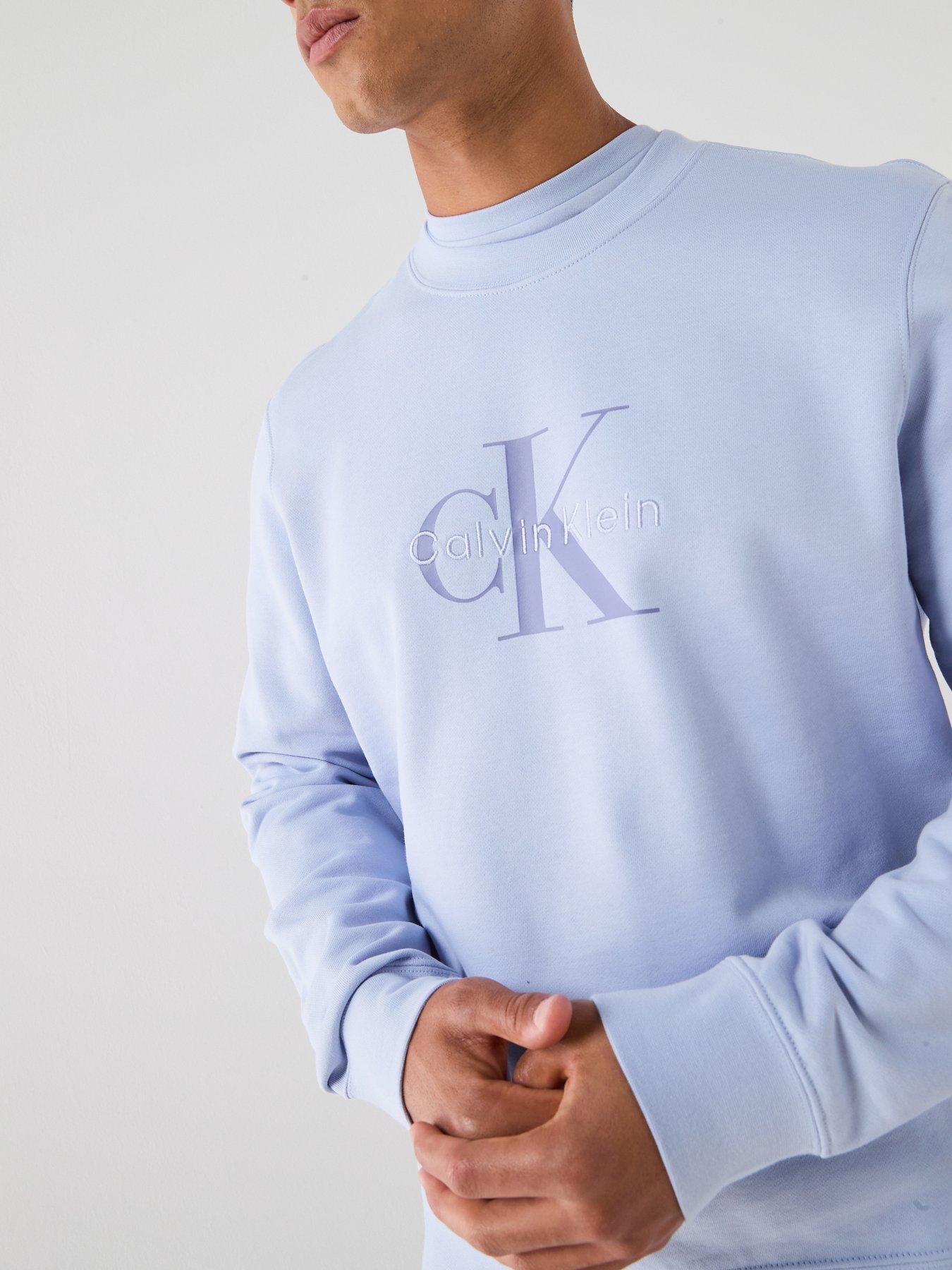 Image 4 of 5 of Calvin Klein Jeans Terry Monologo Sweatshirt - Light Blue
