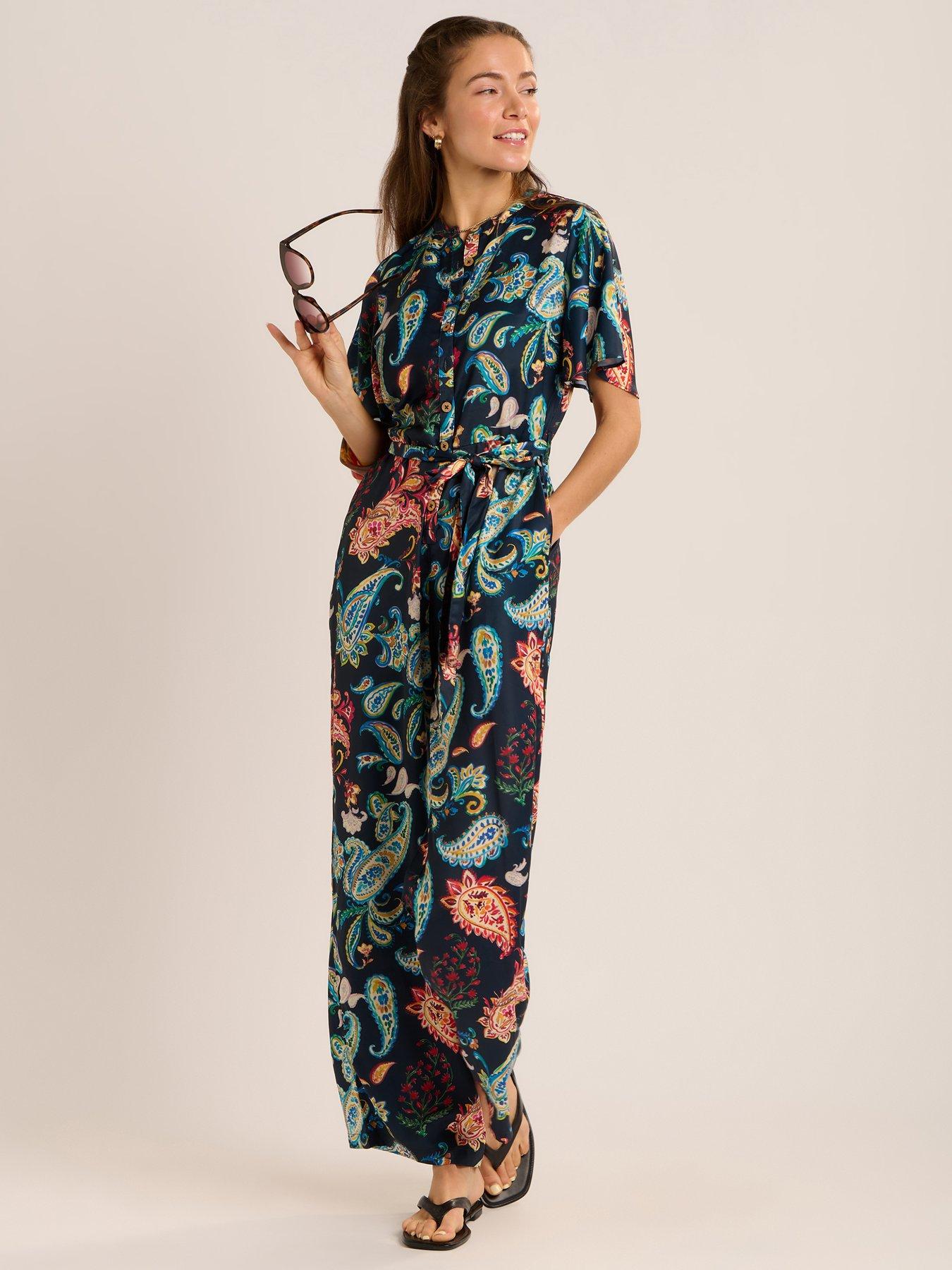 Brakeburn Olivia Paisley Print Jumpsuit - Navy