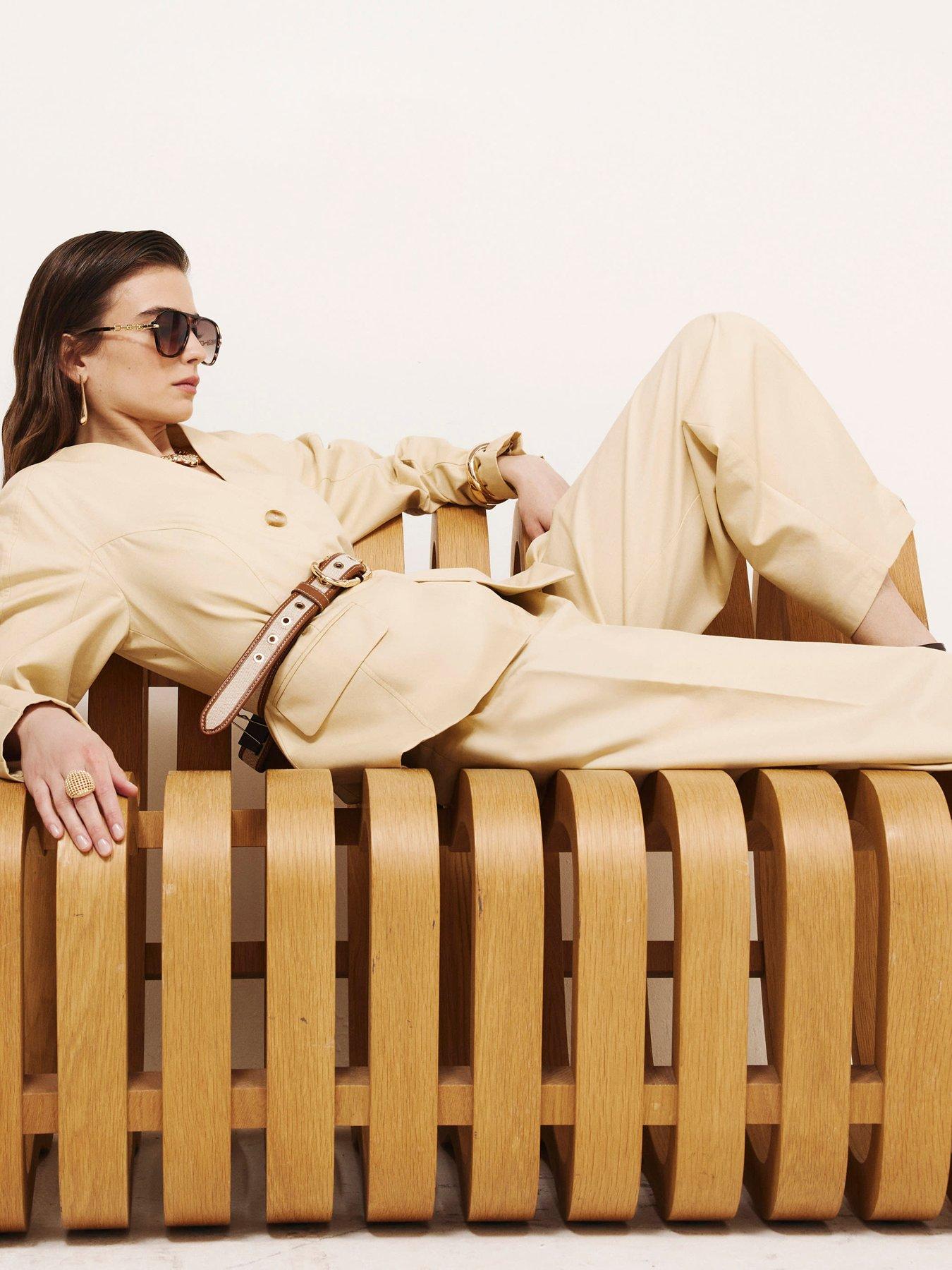 Image 4 of 4 of River Island Cotton Co-ord Tapered Trousers - Yellow