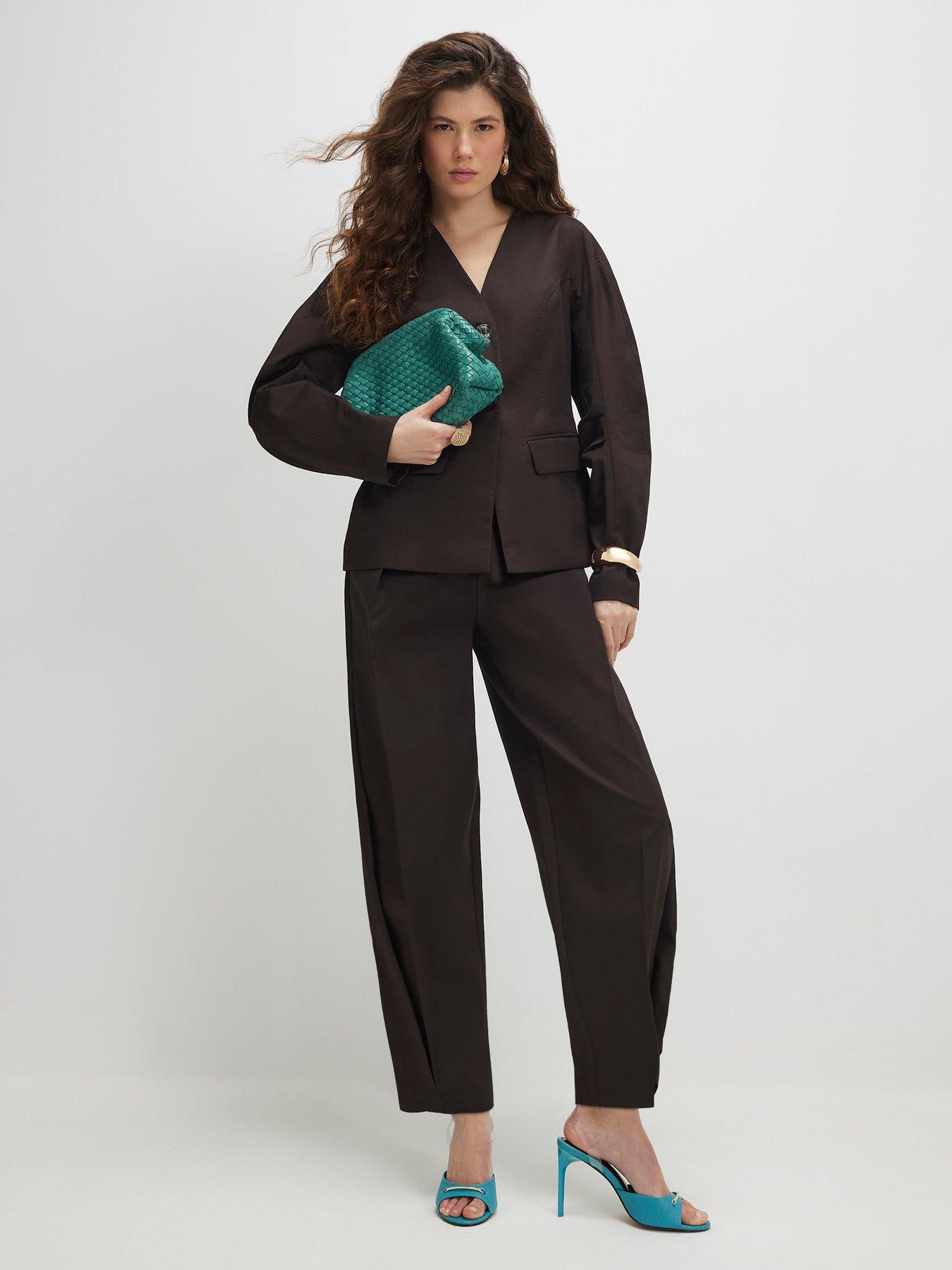 River Island Cotton Tapered Co-ord Trousers - Brown