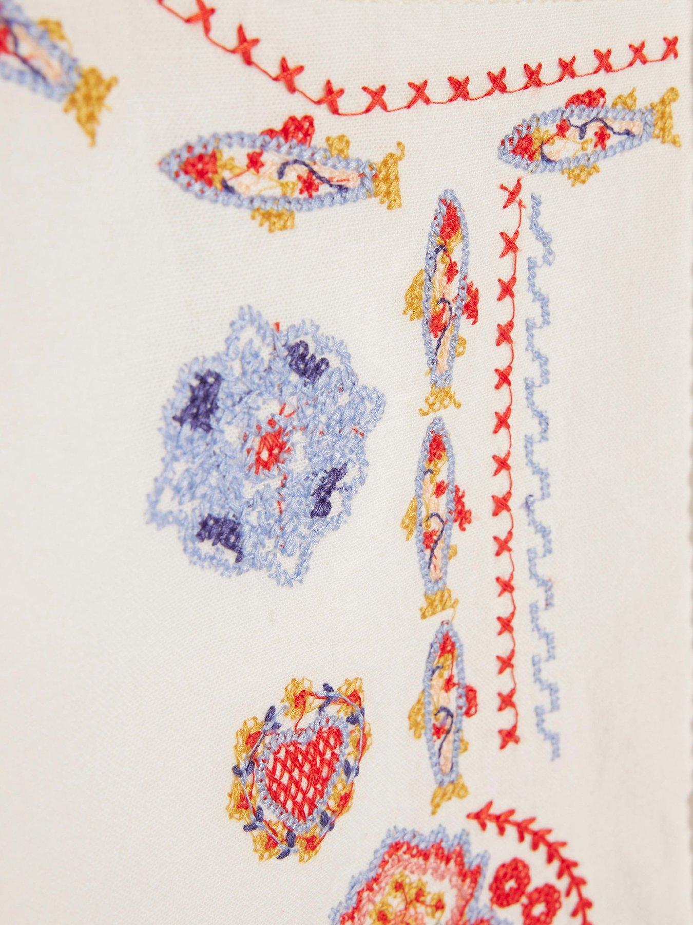 Image 6 of 6 of River Island White Embroidered Mexicana Blouse Co-ord