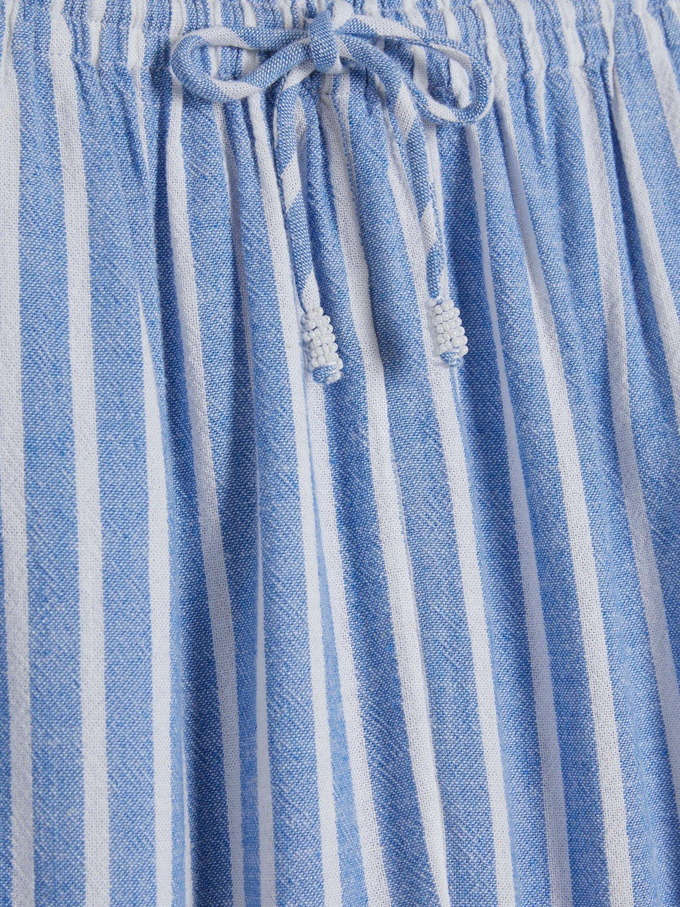 Image 6 of 6 of River Island Blue Linen Stripe Trouser Co-ord