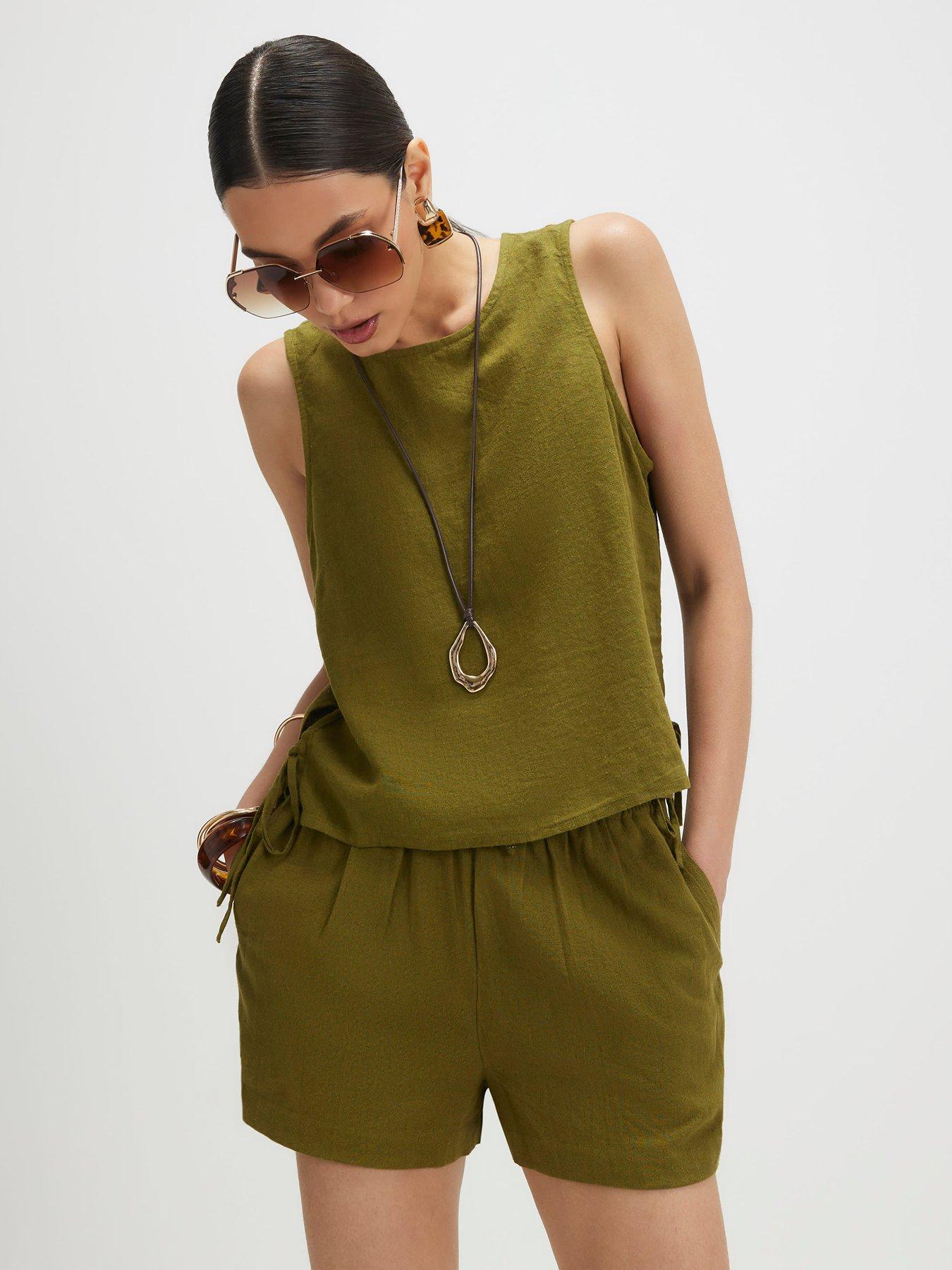 River Island Linen Tank Co-ord Top - Green
