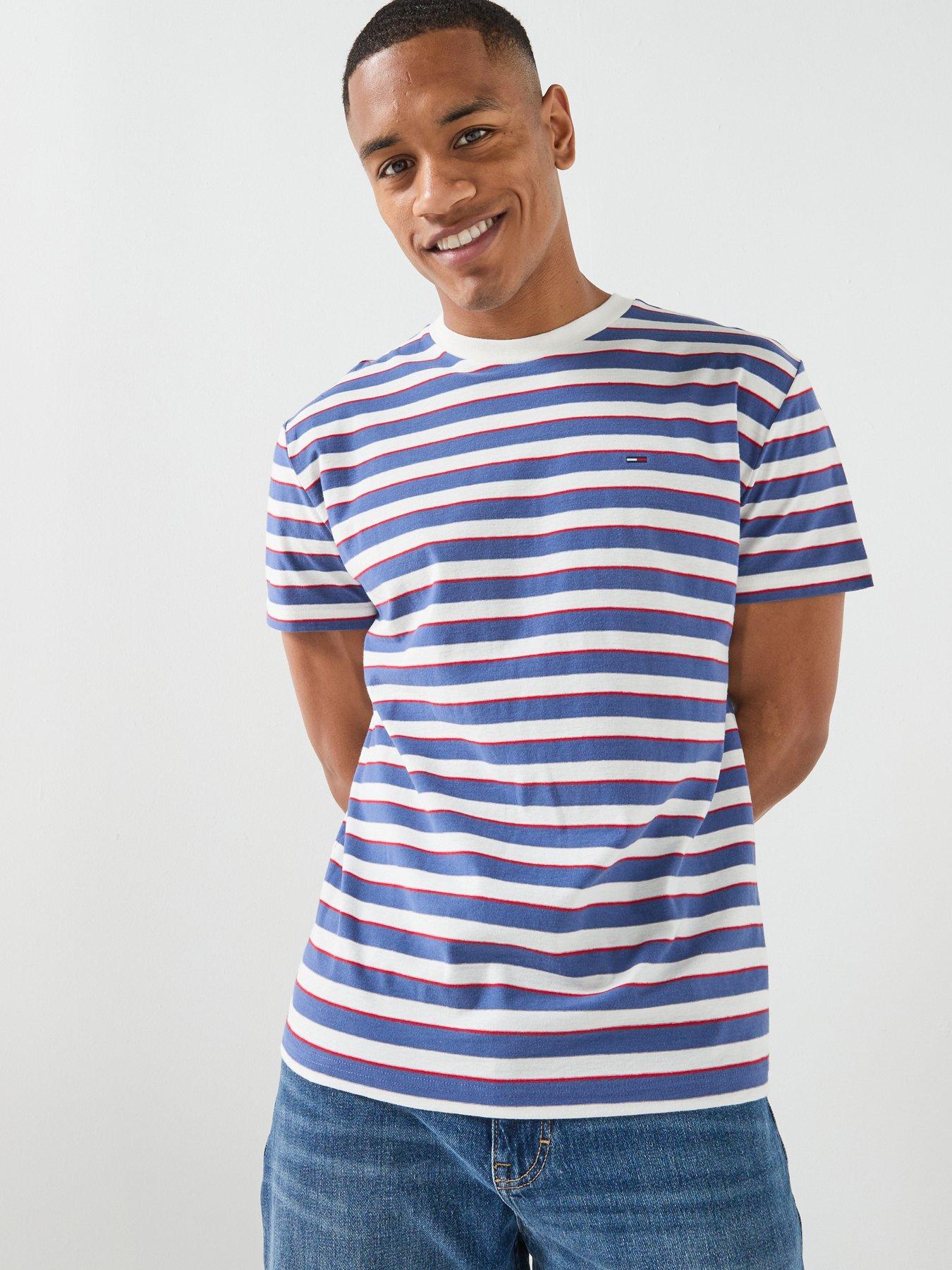 Tommy Jeans Crew Neck Stripe T-Shirt - Blue