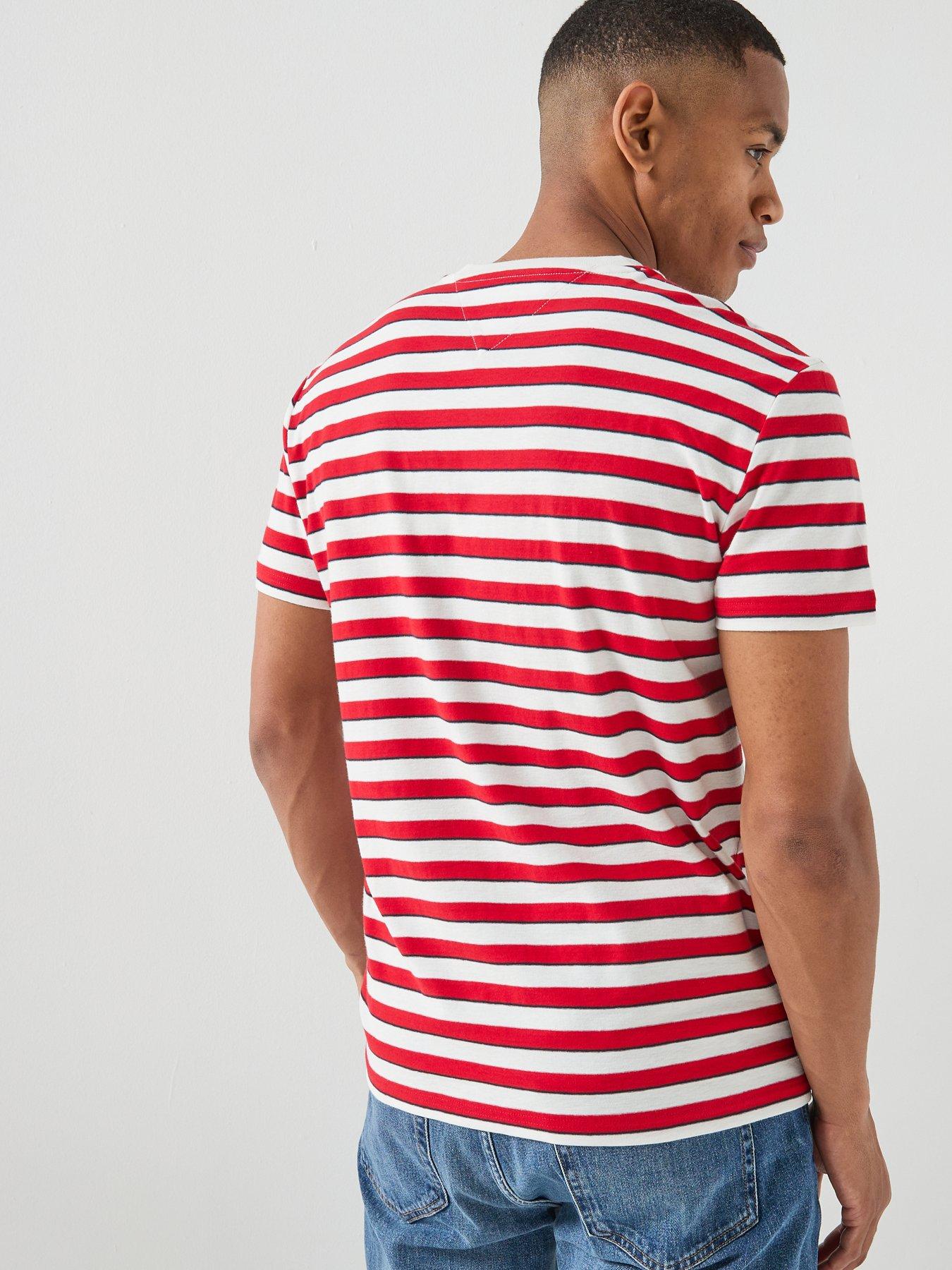 Image 2 of 6 of Tommy Jeans Stripe Crew Neck&nbsp;T-Shirt - Red