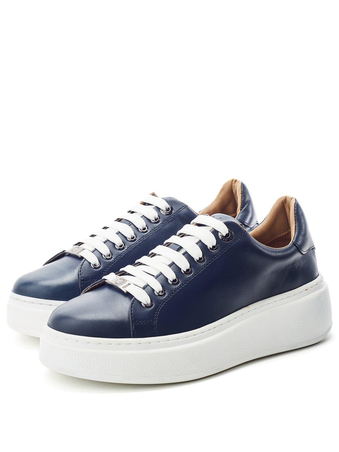  image of moda-in-pelle-cherrie-navy-leather-slab-sole-trainer