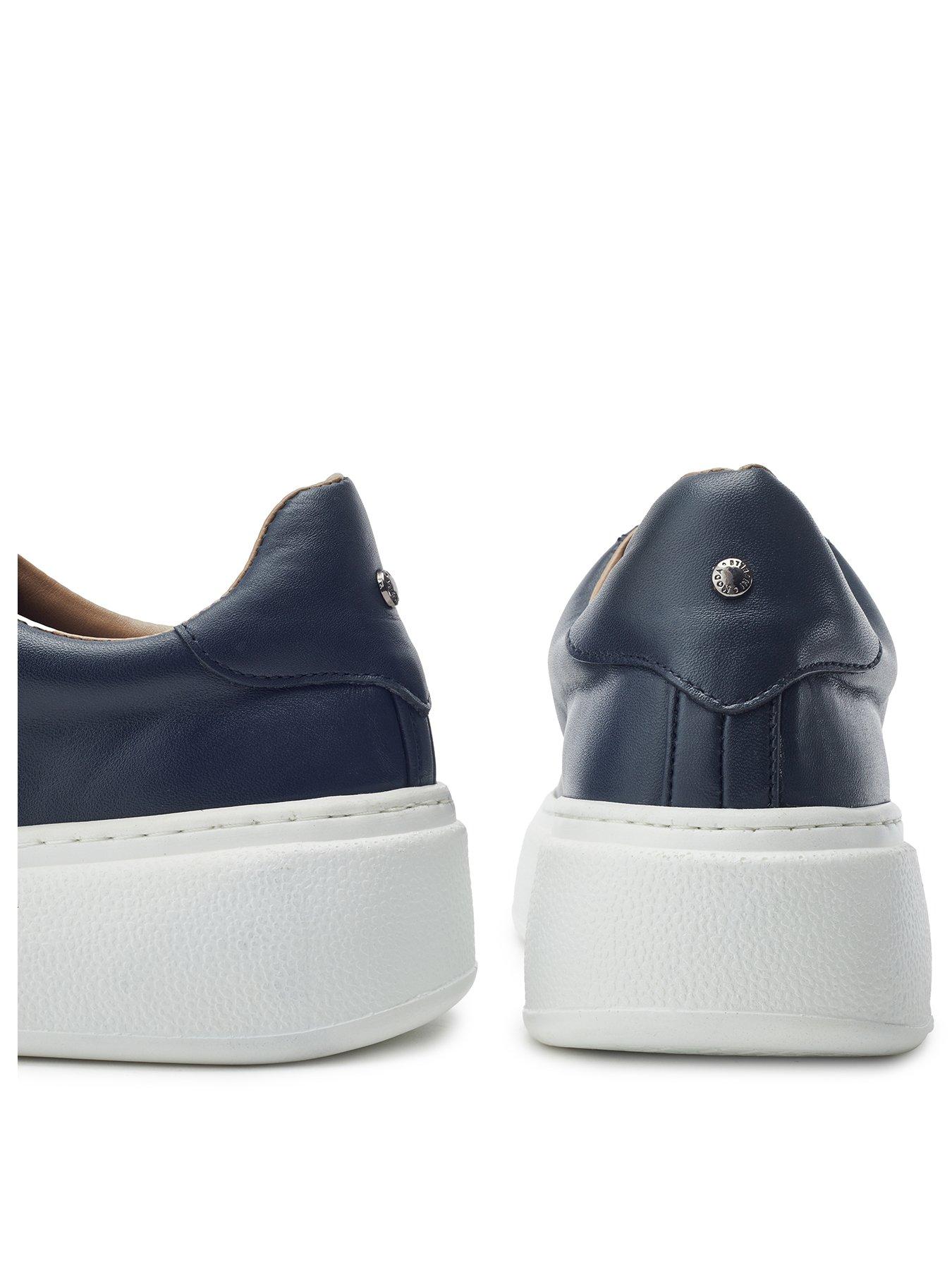  image of moda-in-pelle-cherrie-navy-leather-slab-sole-trainer