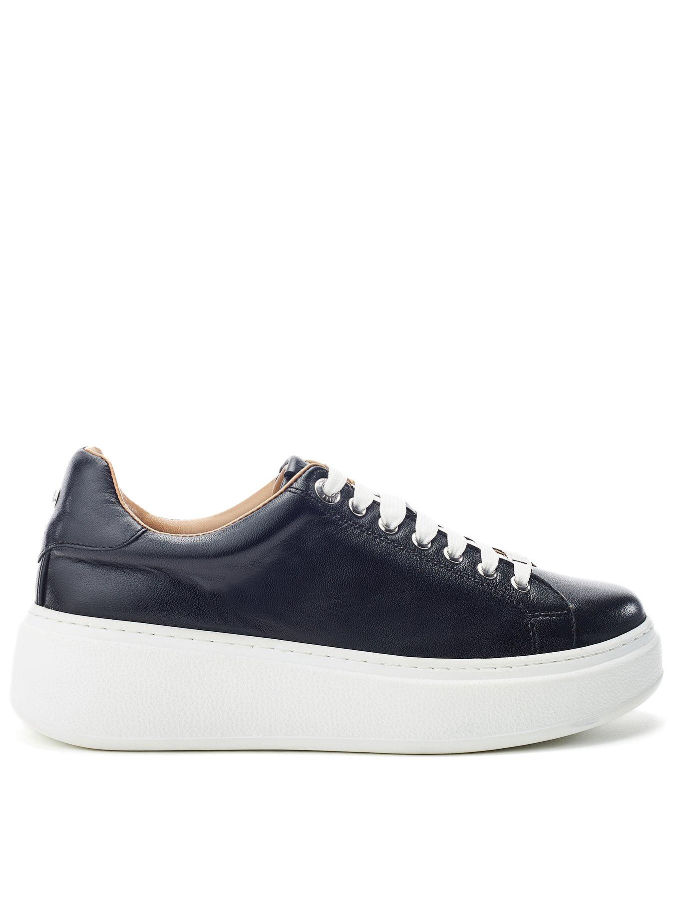 Moda In Pelle Cherrie Black Leather Slab Sole Trainer